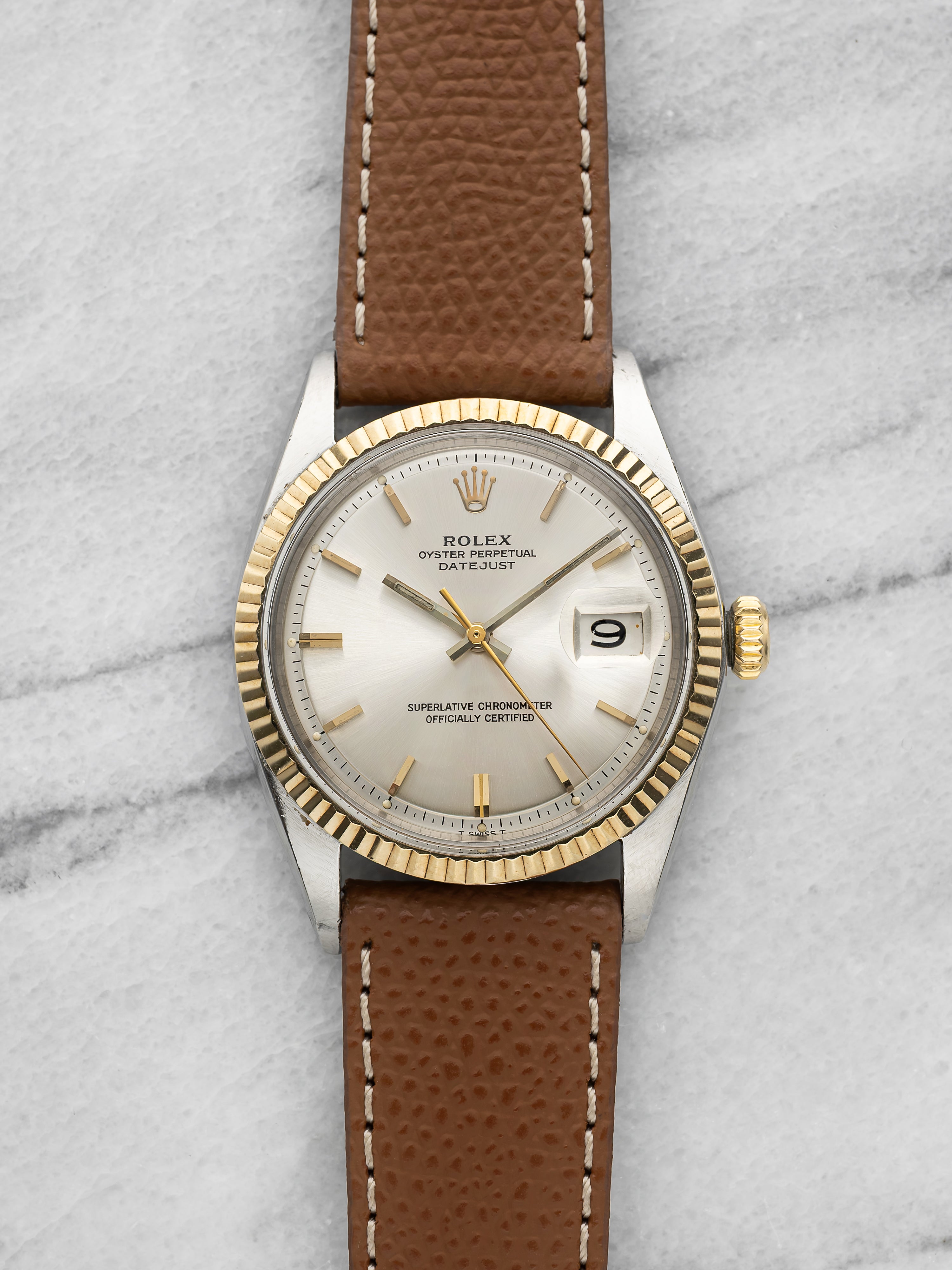 1968 Rolex Datejust 36 1601 - Stainless Steel & 18K Yellow Gold Bezel, Silver Dial