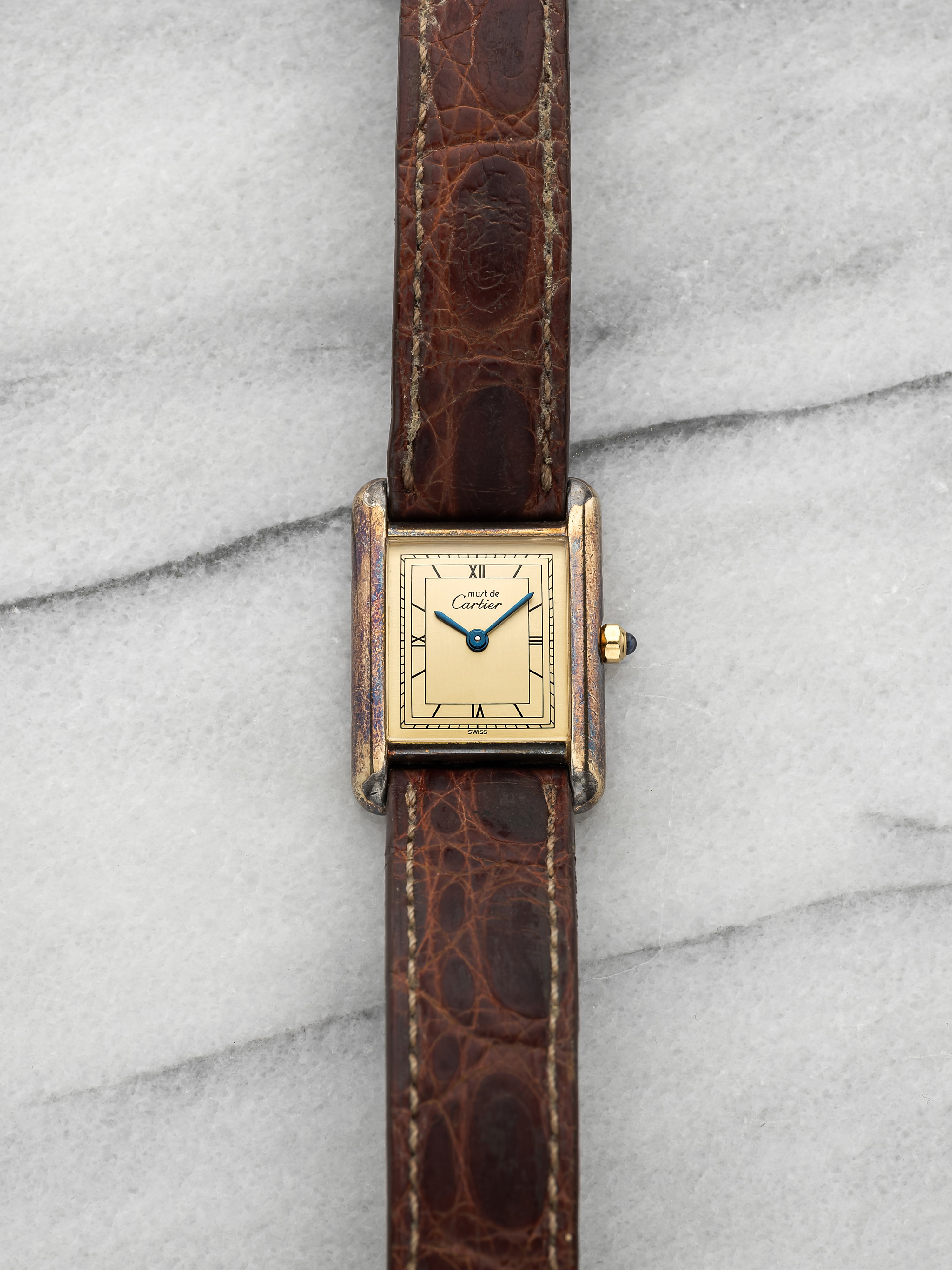 Must de Cartier Tank - Vermeil Railroad Track Roman Dial