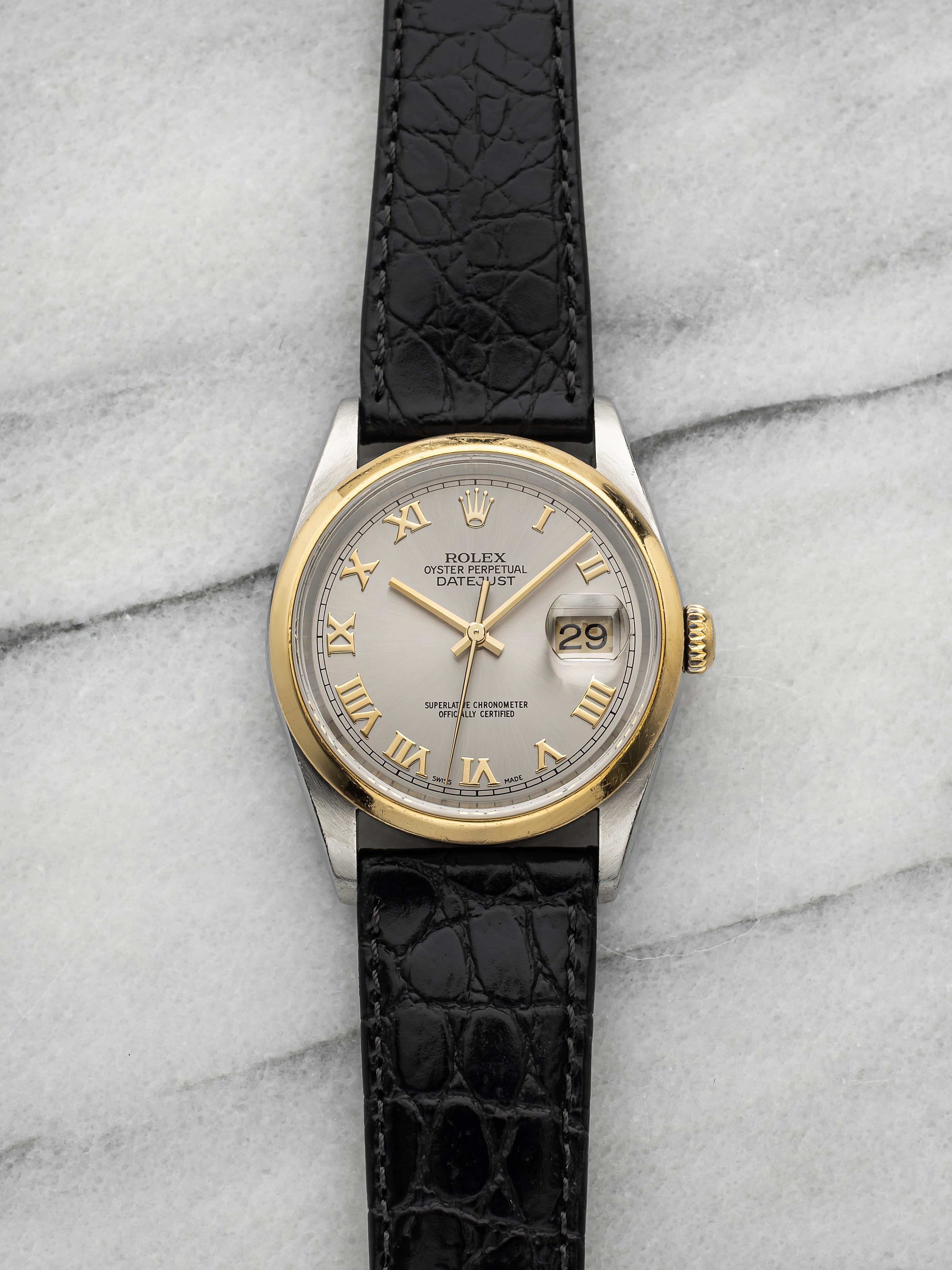2001 Rolex Datejust 16203 Two-Tone Silver Roman Dial Automatic 36mm