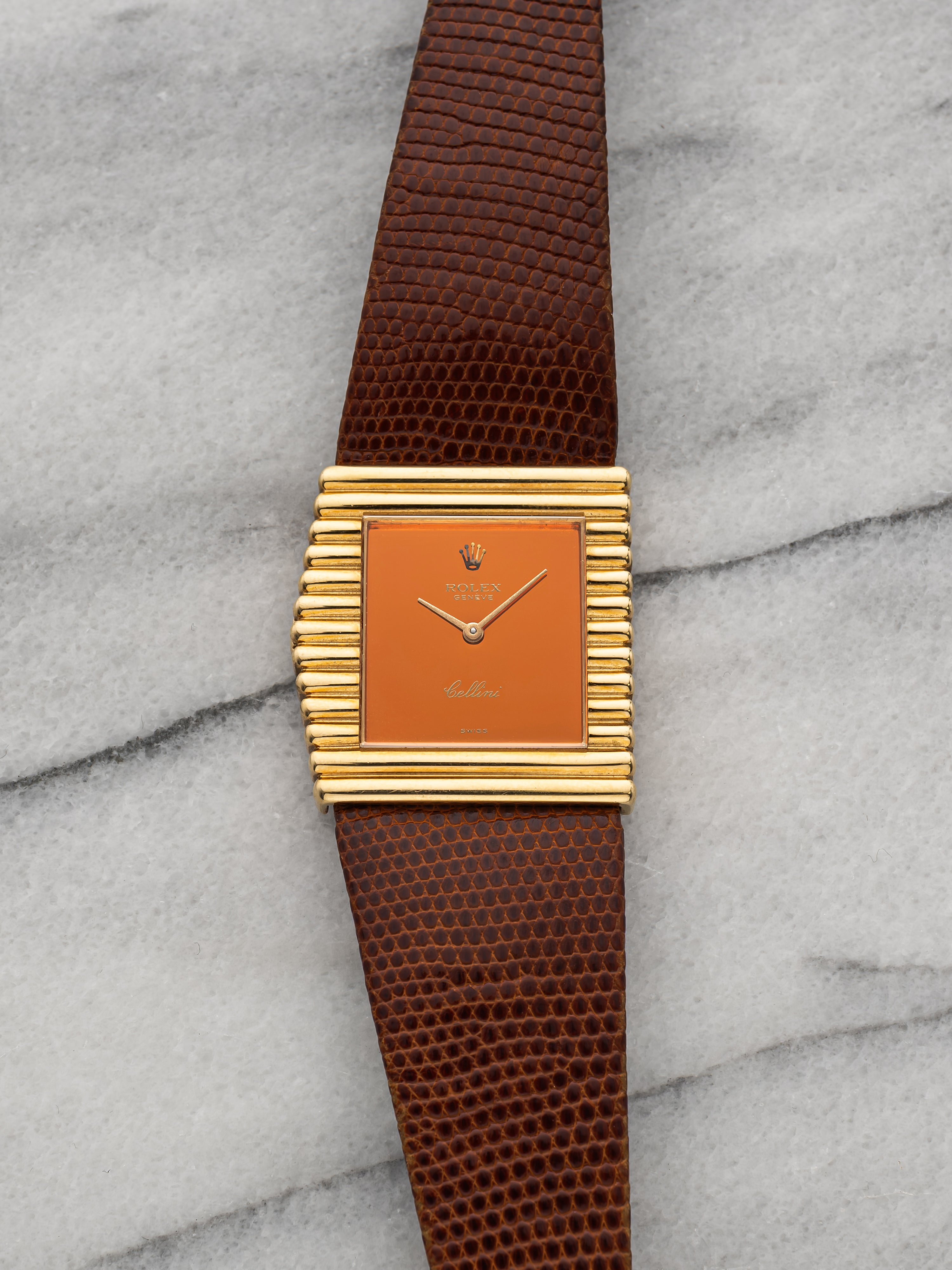 Rolex Cellini Asymmetric 4015 - Ribbed Bezel, Pink Mirror Dial