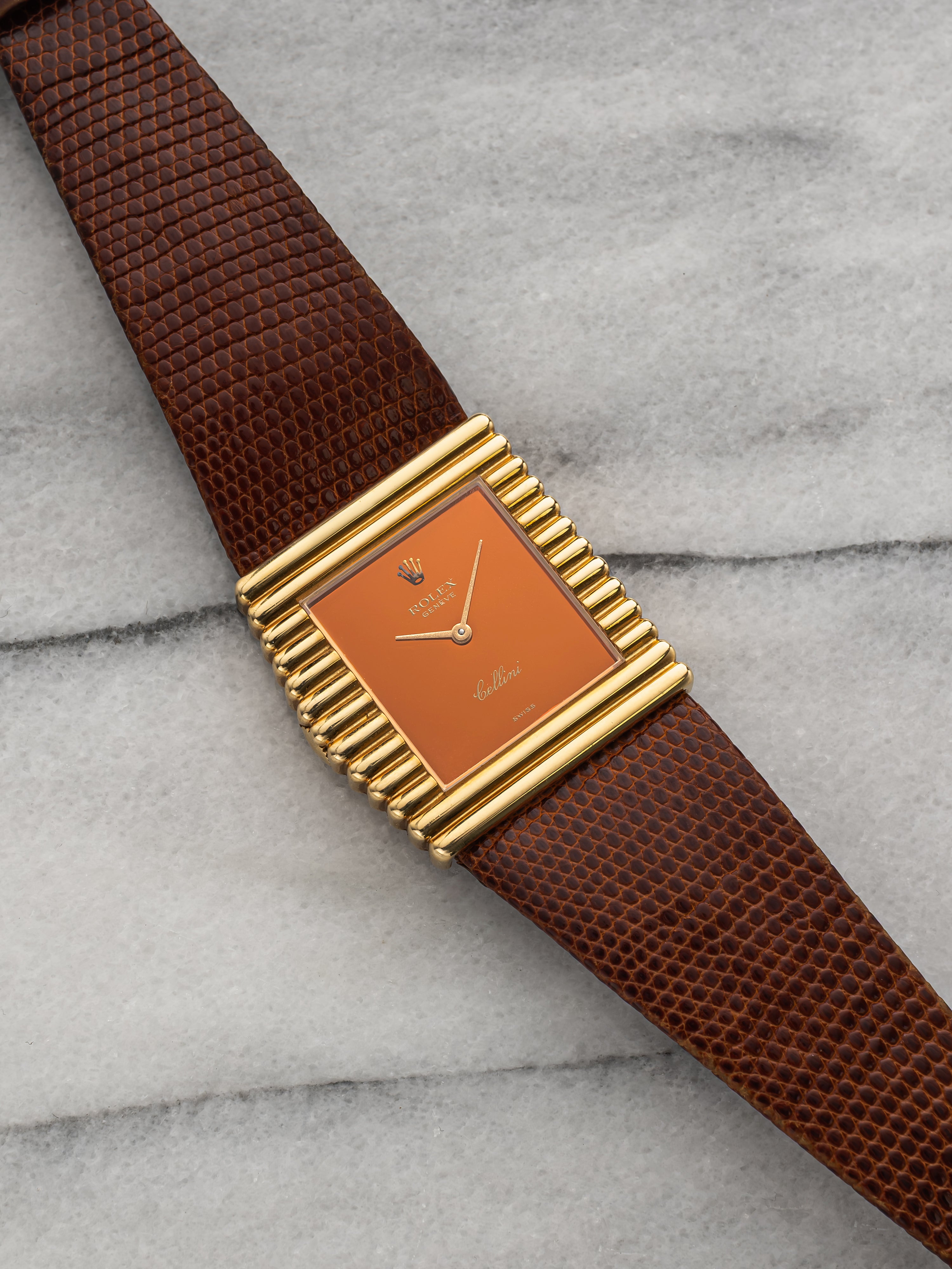 Rolex Cellini Asymmetric 4015 - Ribbed Bezel, Pink Mirror Dial