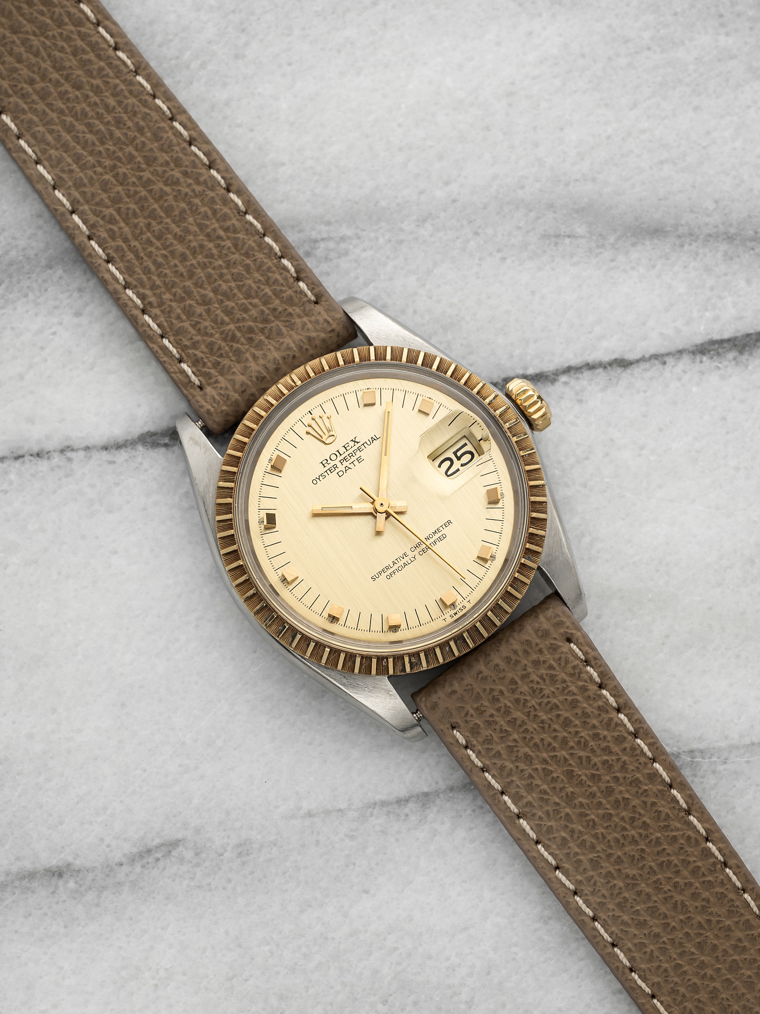 Vintage 1968 Rolex Oyster Perpetual Date 1505 Two-Tone Champagne Dial Auto 34mm