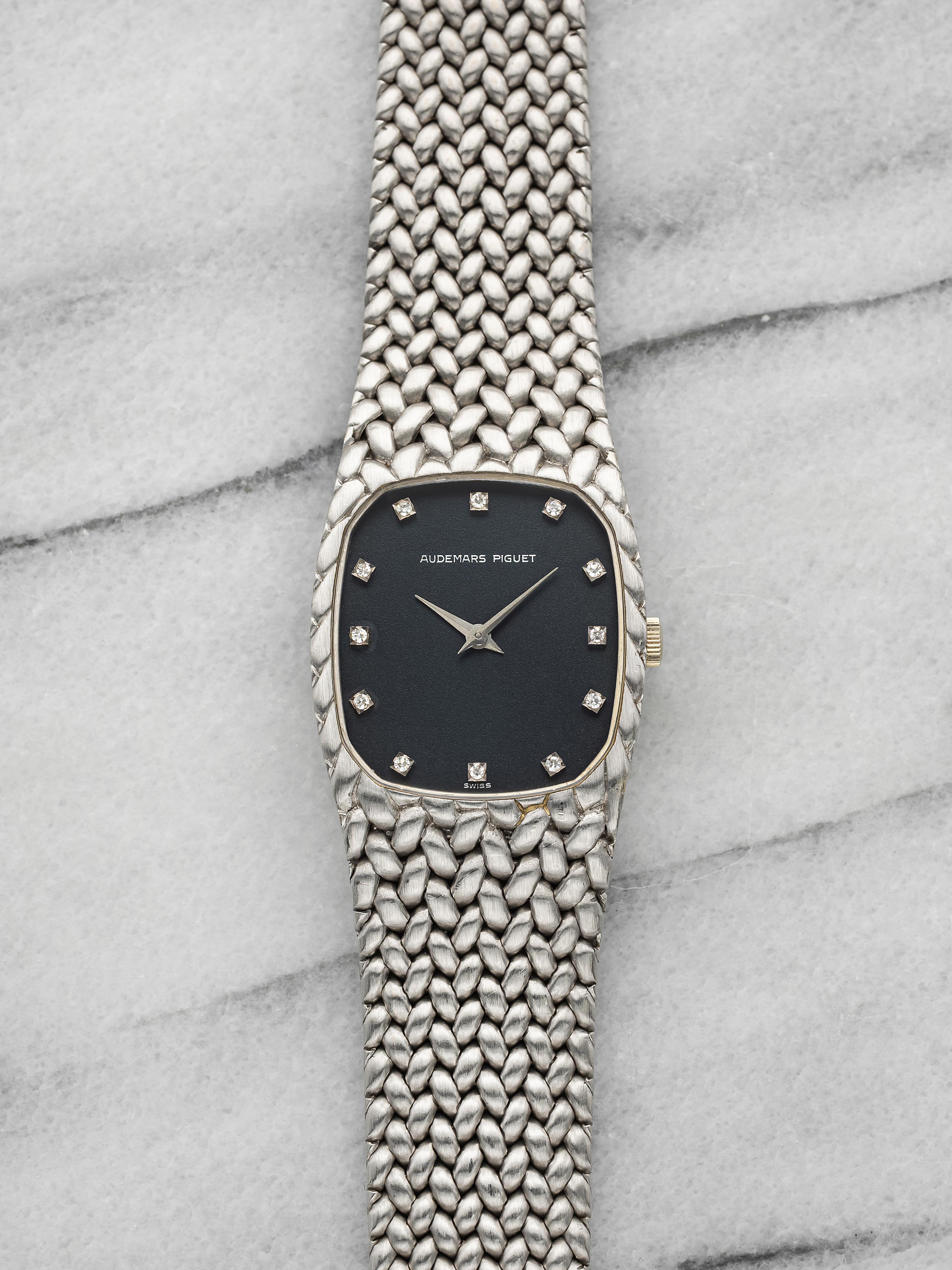 Vintage 1970s Audemars Piguet Heavy Cobra 18K WG Black Diamond Dial Manual 27mm