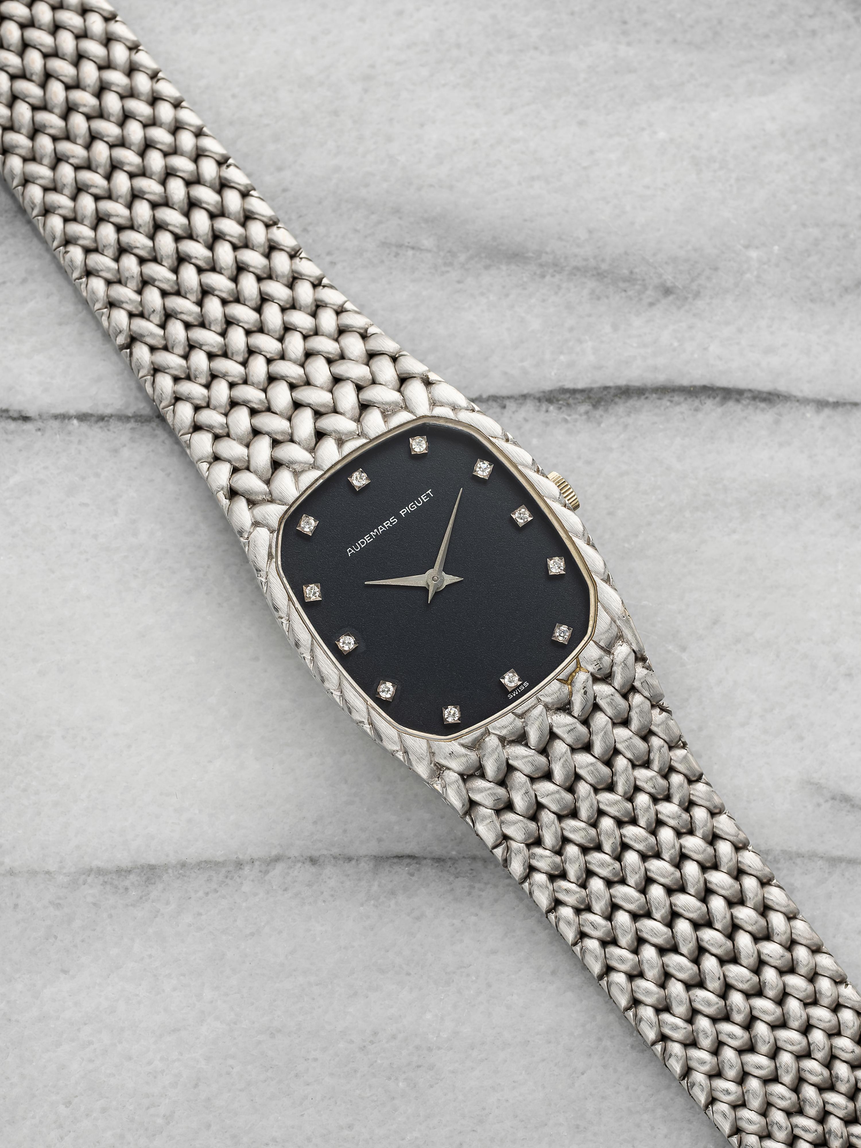 Vintage 1970s Audemars Piguet Heavy Cobra 18K WG Black Diamond Dial Manual 27mm