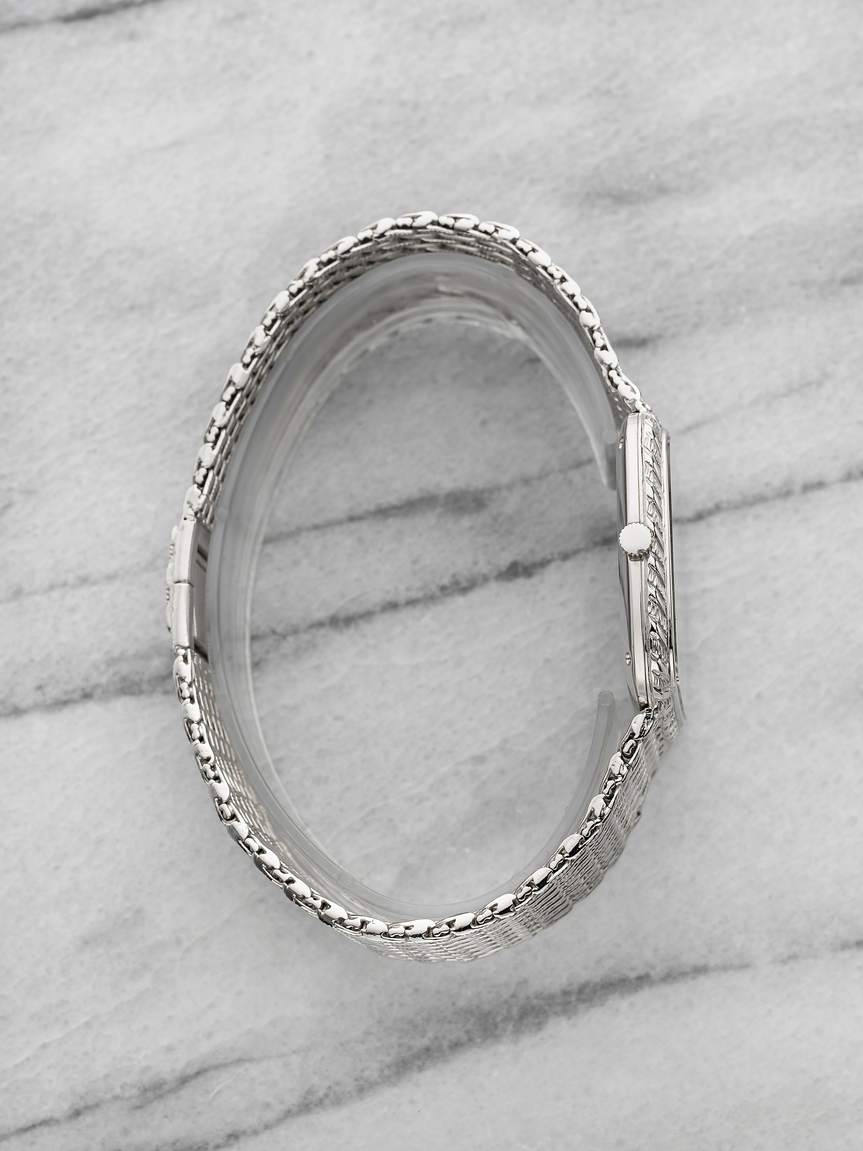 Piaget Cushion Case 9771 P61 - 18K White Gold Lapis and Diamond Dial