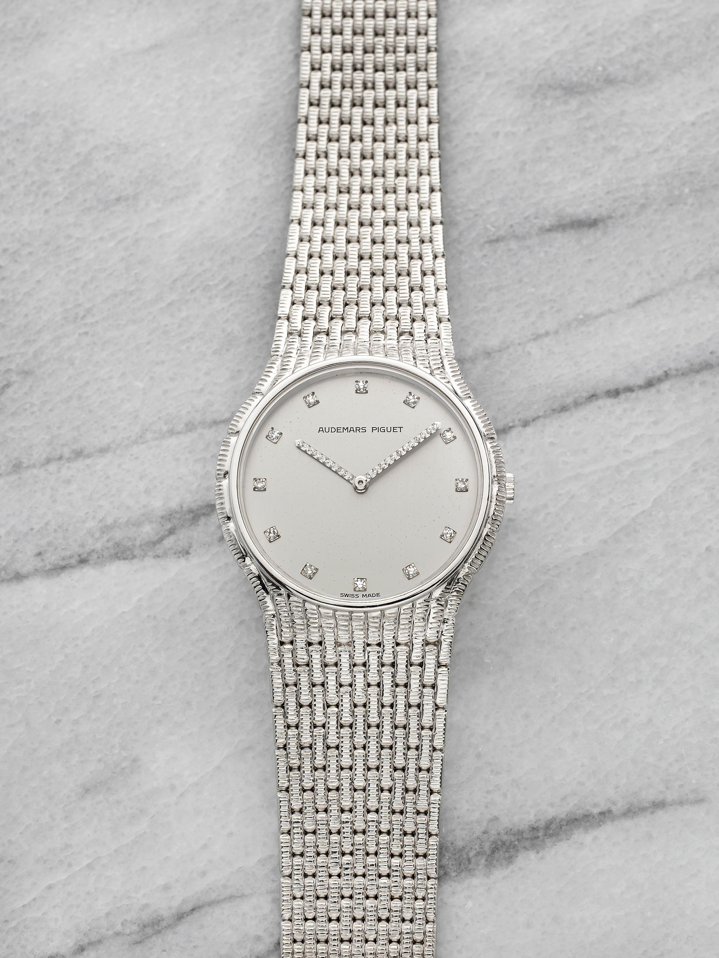 1989 Audemars Piguet Round Cobra 18K WG Matte Silver Diamond Dial Manual 32mm