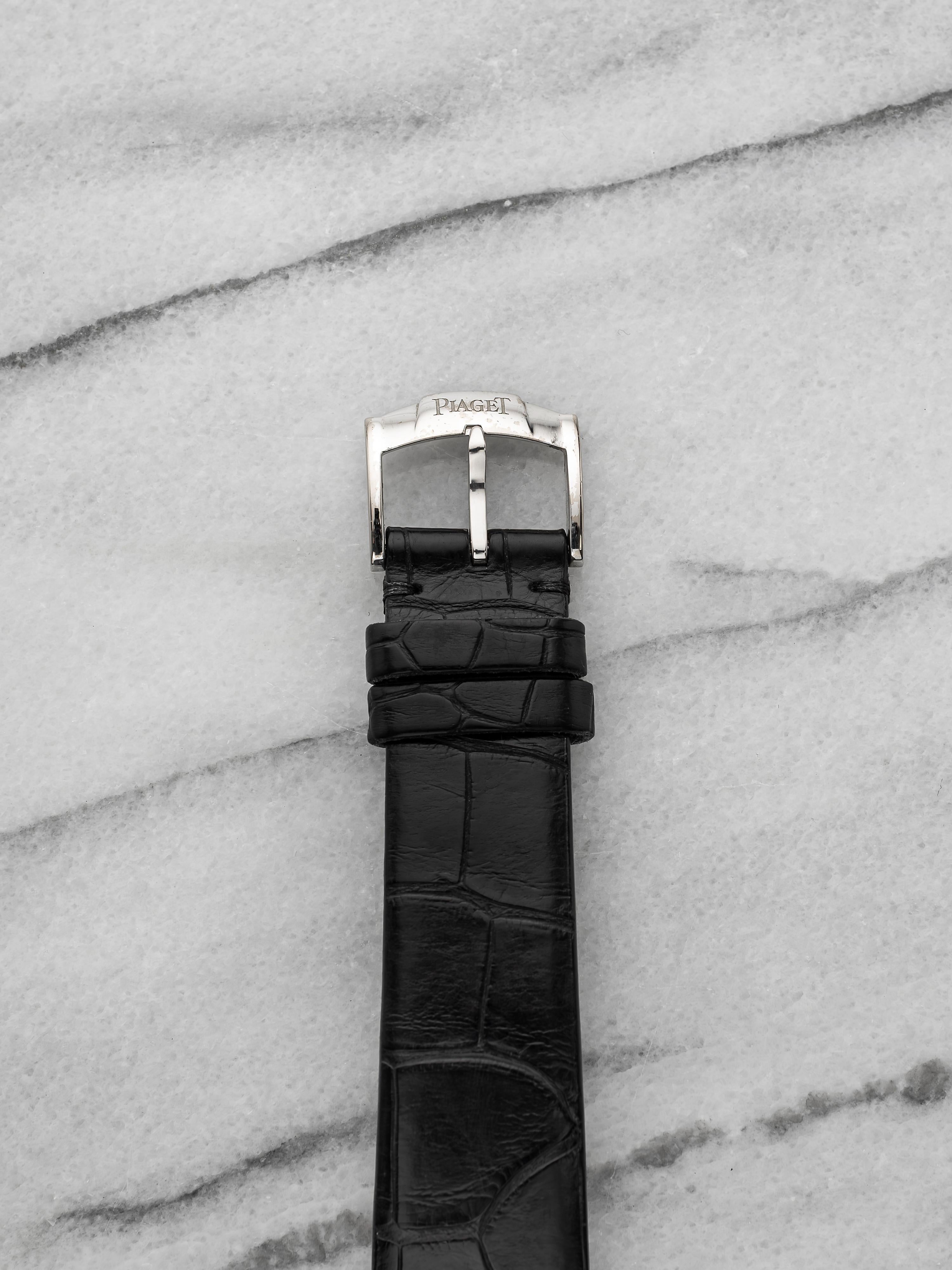 2005 Piaget Black Tie P10098 18K White Gold Diamond Pave Dial Manual 28mm