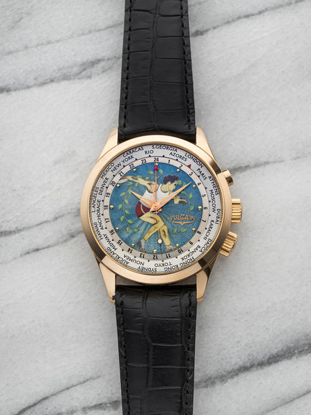 2004 Vulcain Cricket Alarm GMT World Time 100508.052 - 18K Yellow Gold
