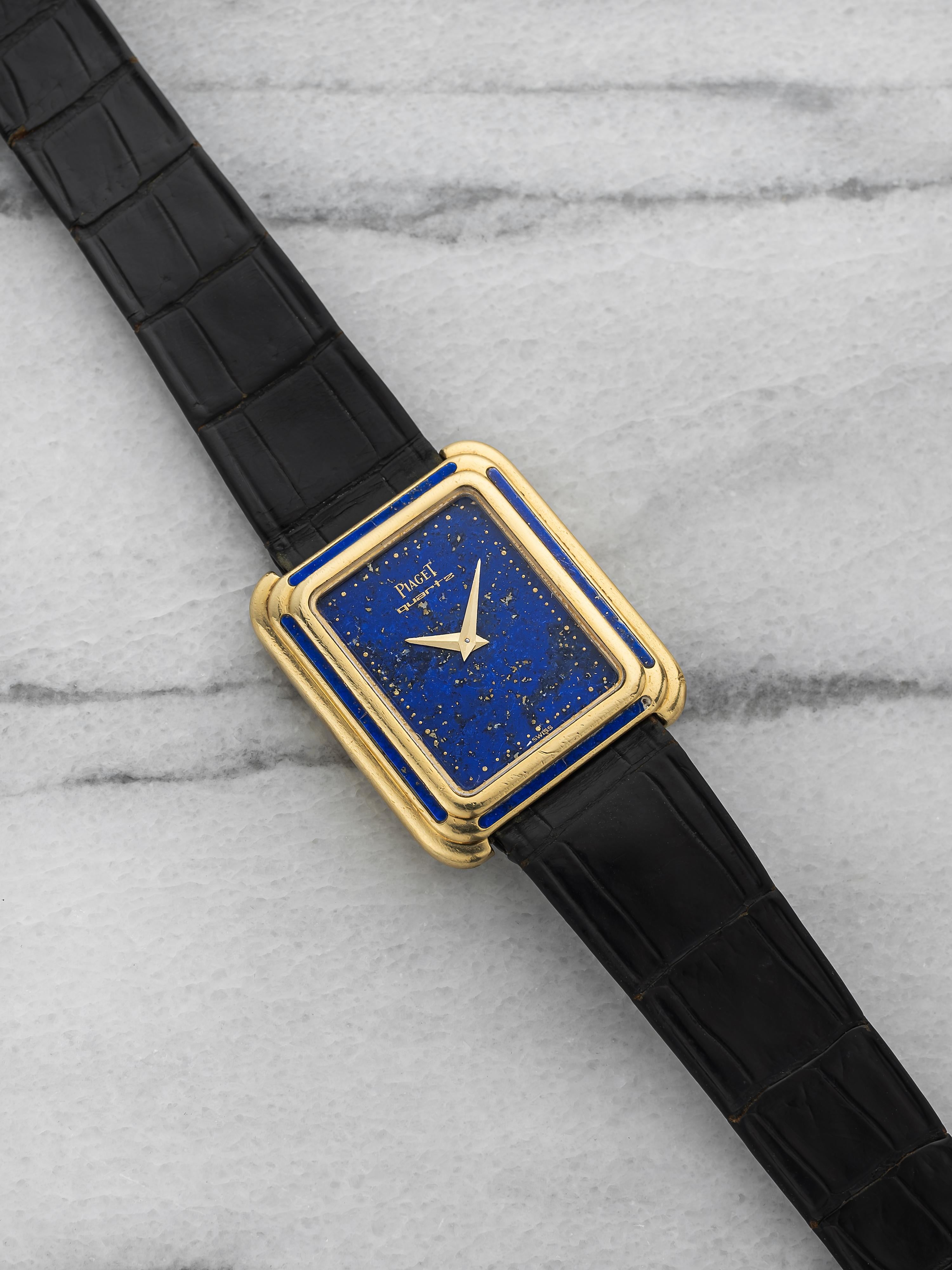 80s Piaget Stepped Case 74108 - 18K YG, Lapis Lazuli Dial, Quartz