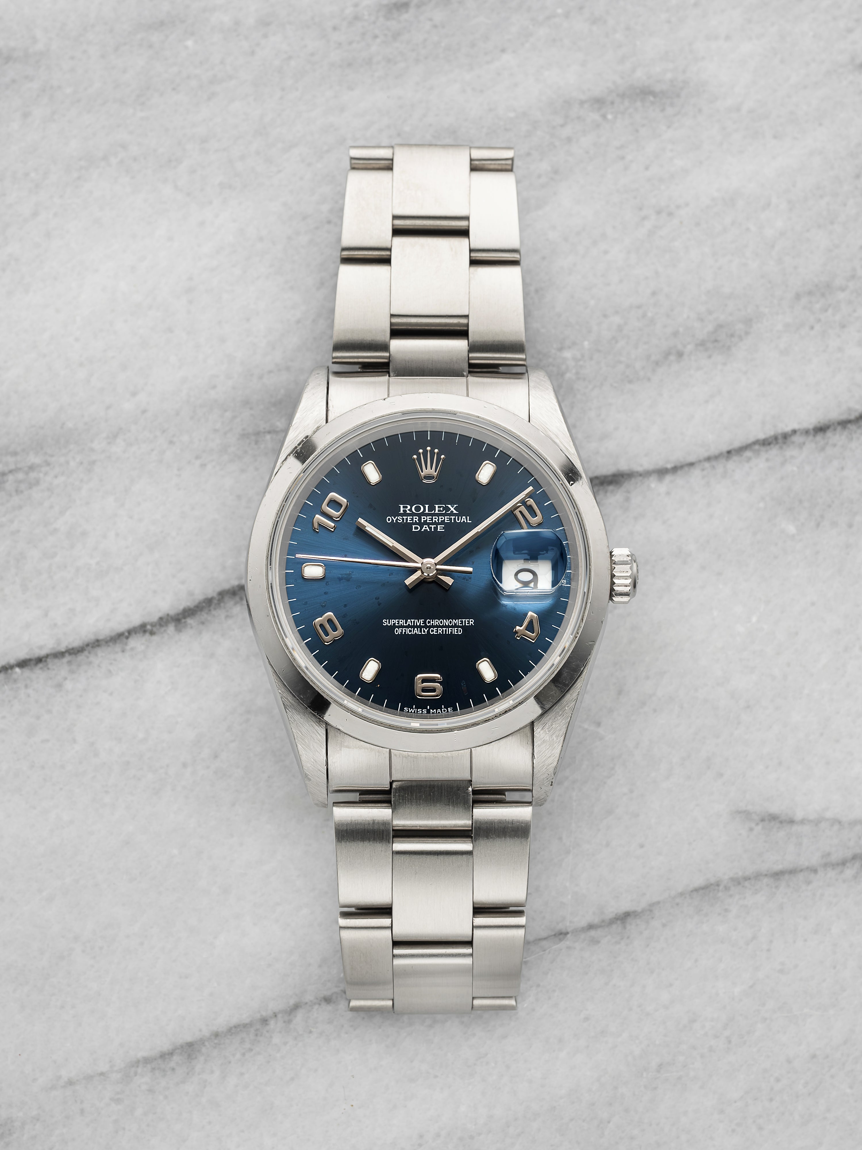 Vintage 1999 Rolex Oyster Perpetual Date 15200 Steel Blue Dial Auto 34mm