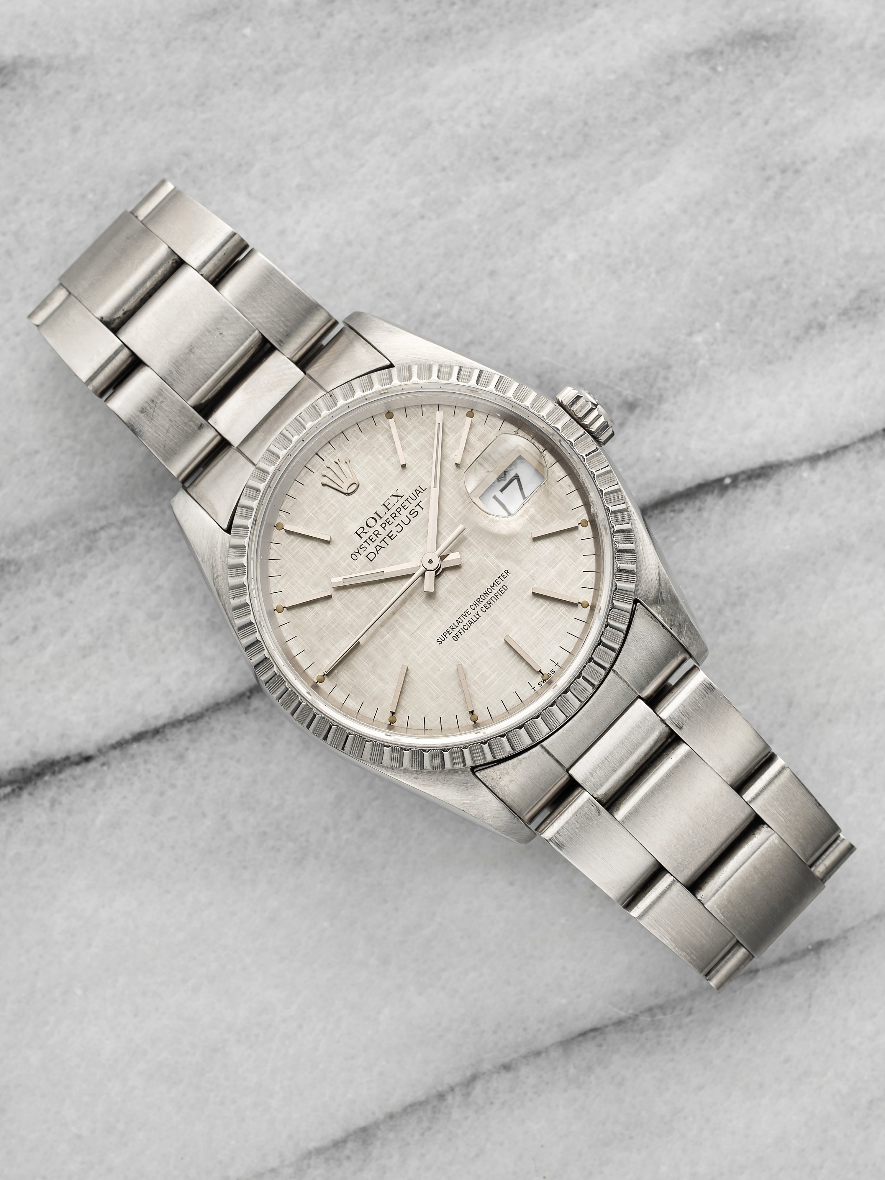 Vintage 1991 Rolex Datejust 16220 Steel Silver Linen Dial Automatic 36mm