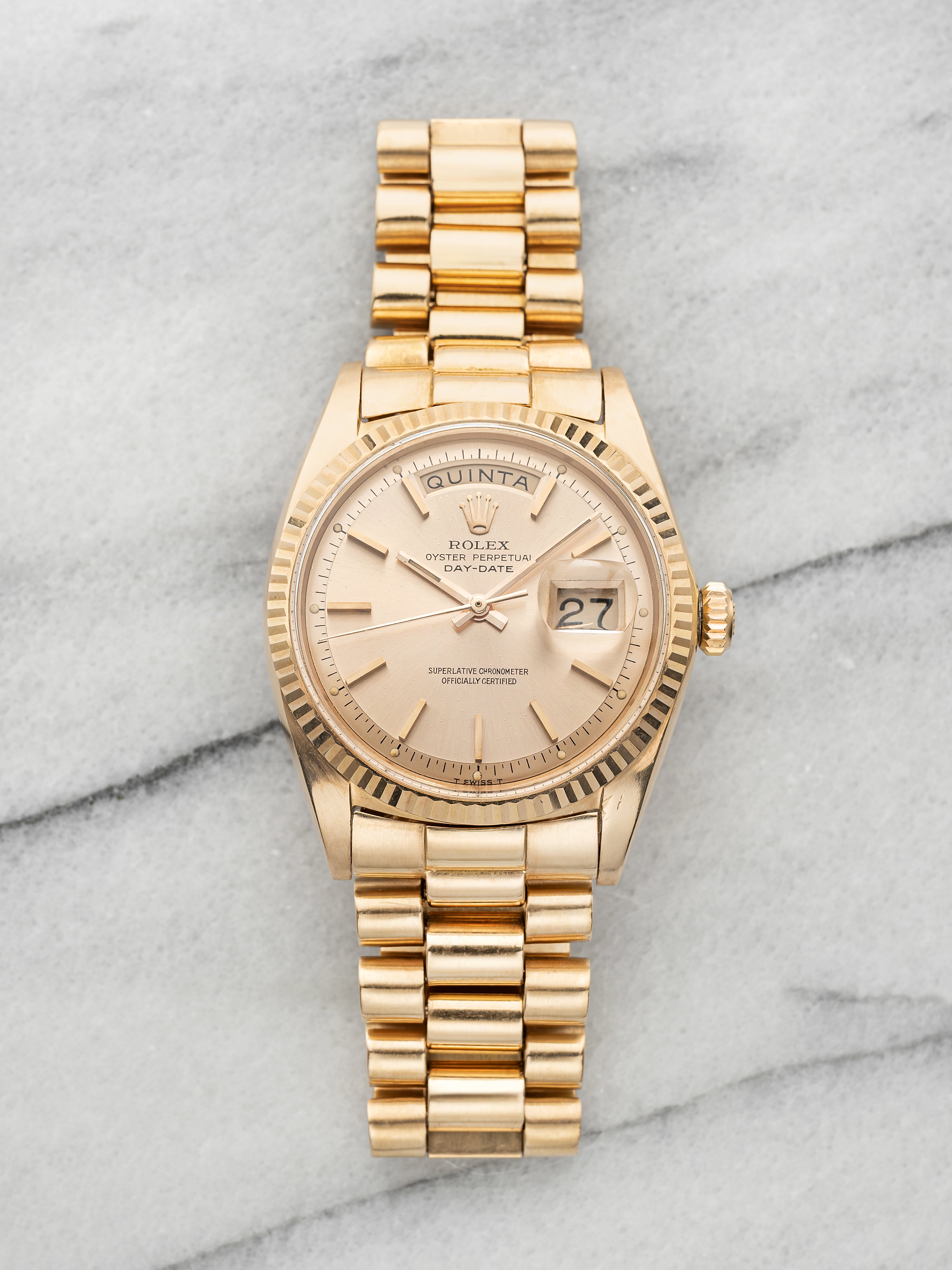 Vintage 1969 Rolex Day-Date 1803 18K Yellow Gold Salmon Dial Auto 36mm