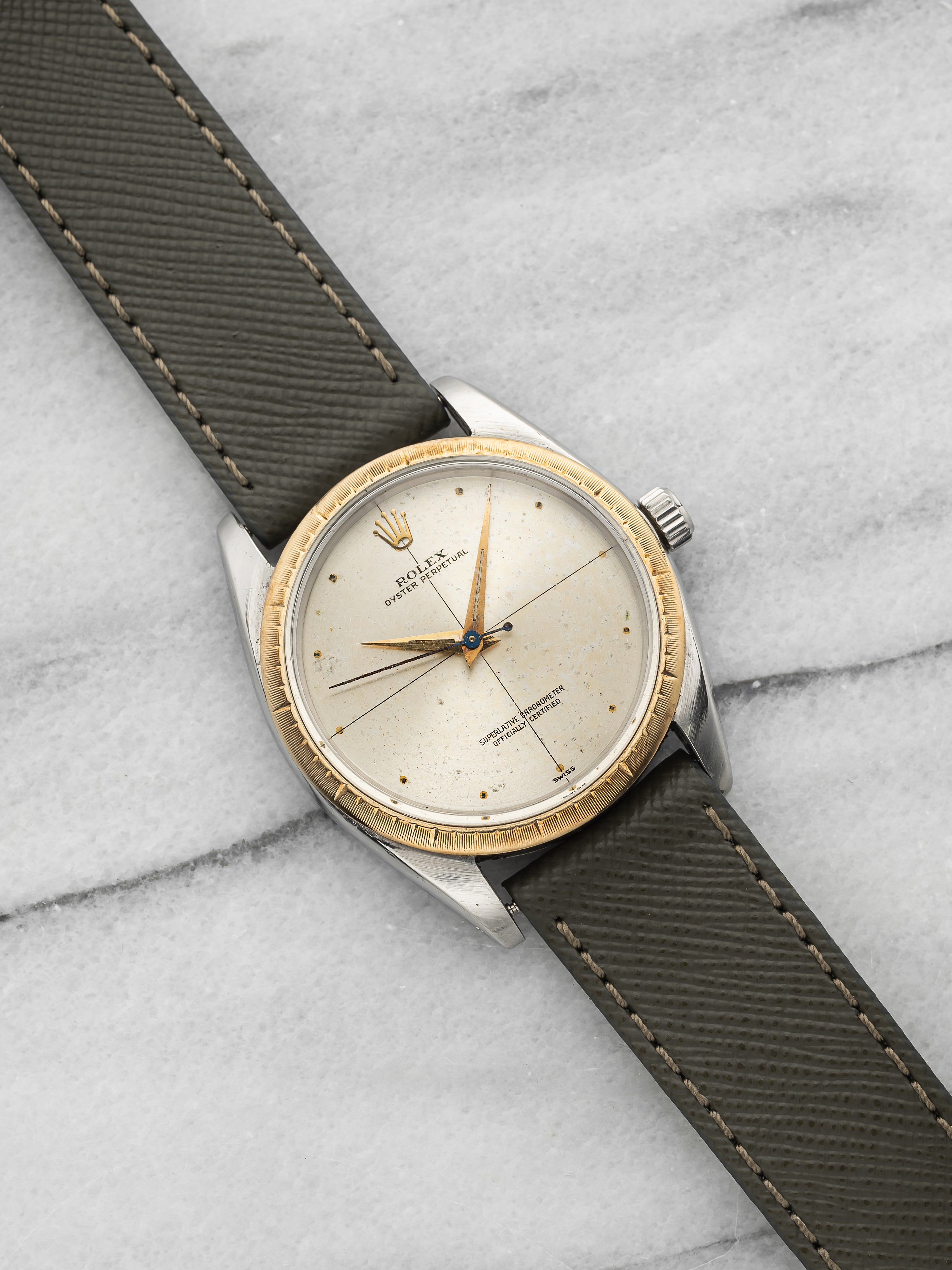 Vintage 1960 Rolex Zephyr Oyster Perpetual 1008 TT Crosshair Dial Auto 34mm