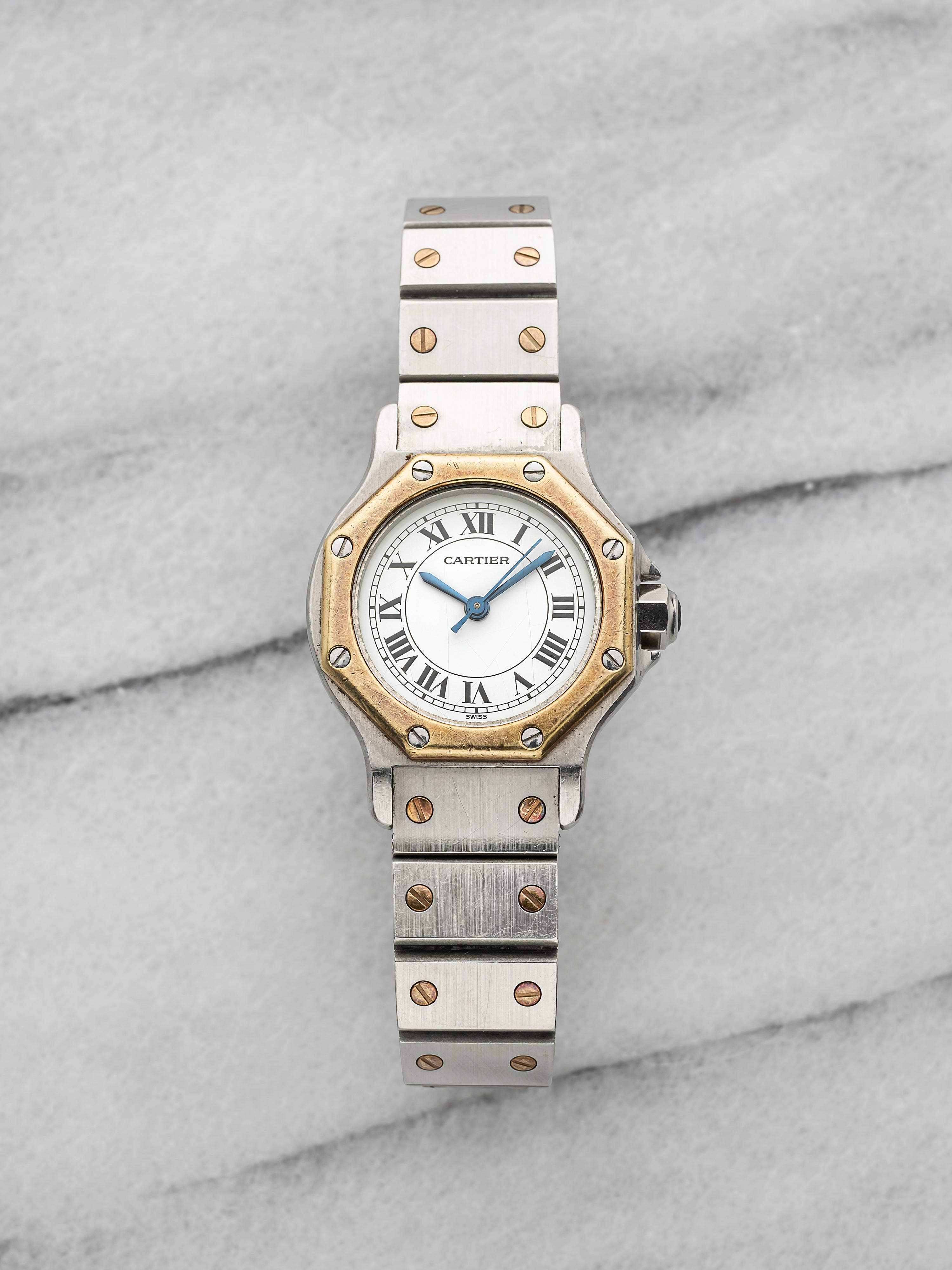 Cartier Santos Octagon 0907 - Two-Tone White Roman Dial