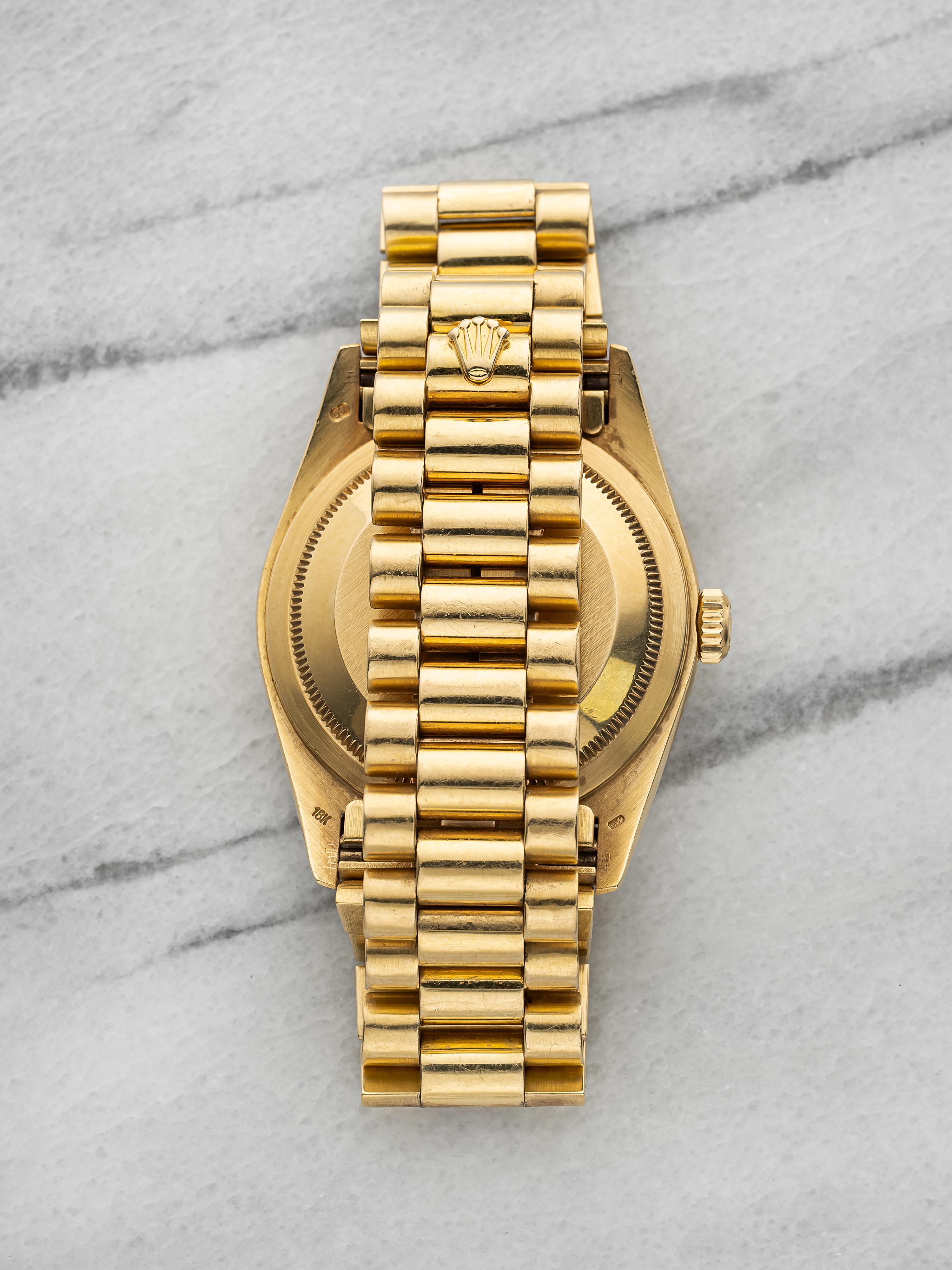 Vintage 1990 Rolex Day-Date 18238 18K Yellow Gold Blue Sunburst Dial Auto 36mm