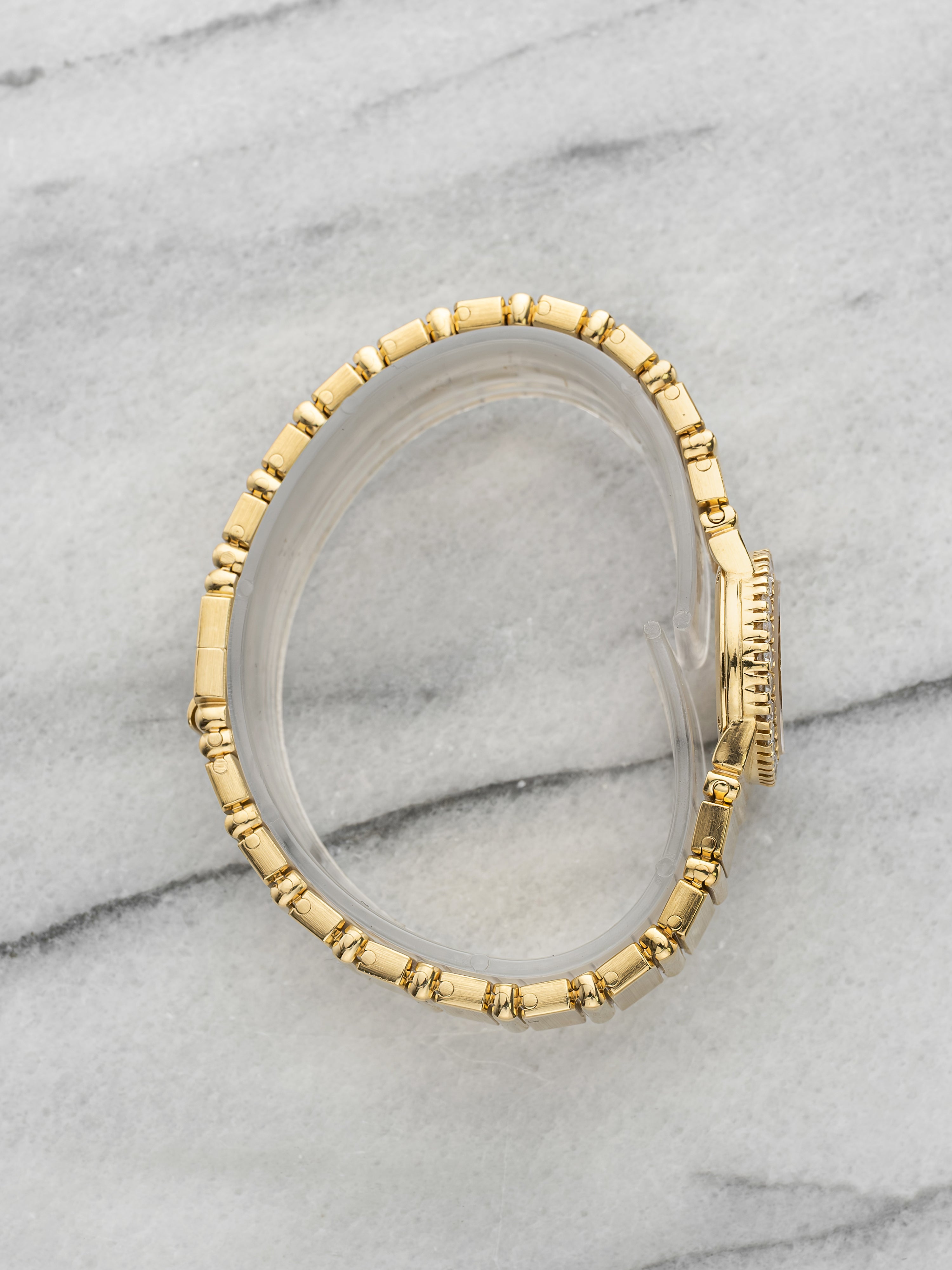 Vintage 1970s Piaget Polo 8306 C701 18K YG MoP Dial Diamond Bezel 22mm