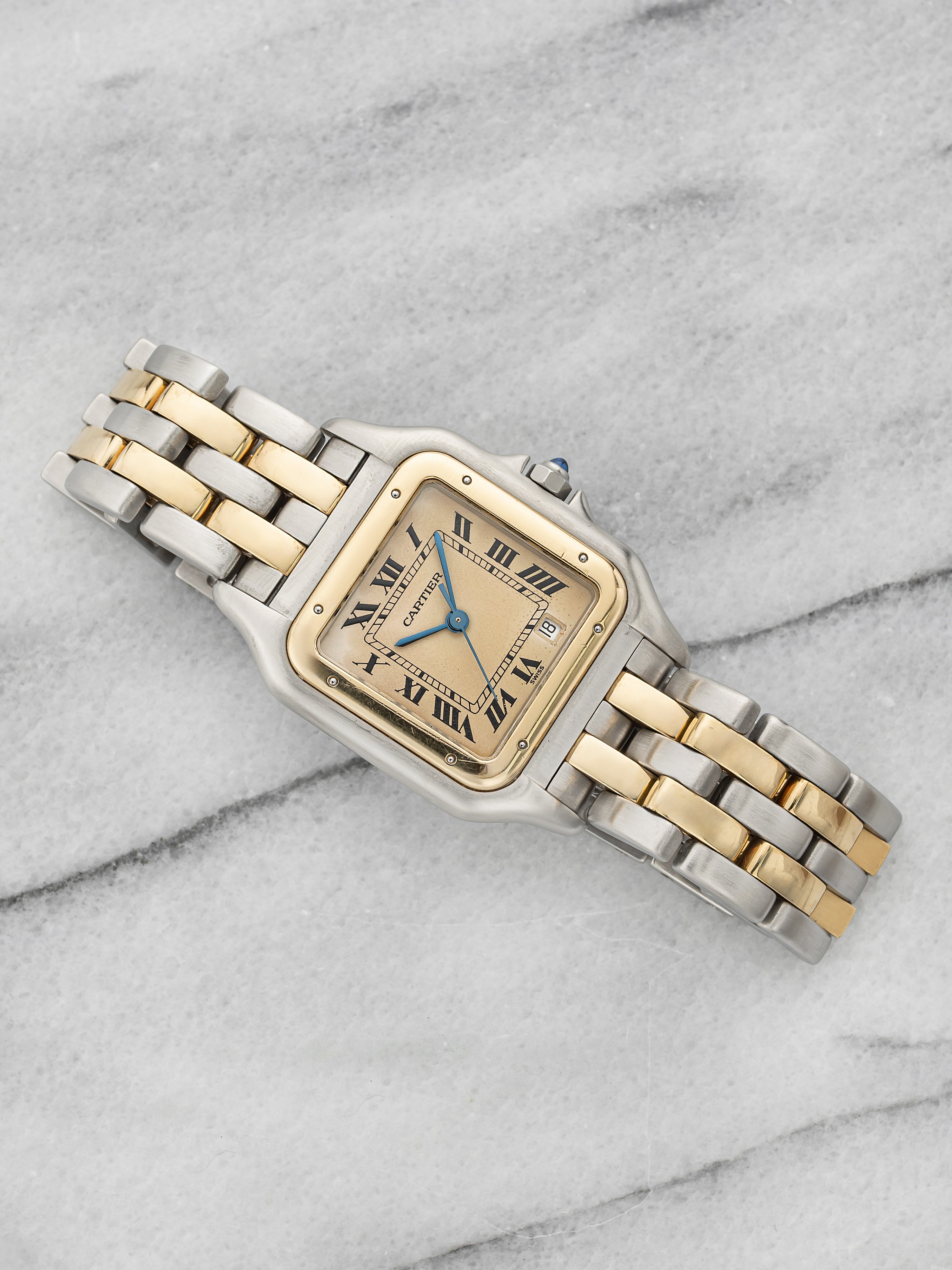 Vintage 1987 Cartier Panthère 187949 Two-Tone Cream Roman Dial Quartz 27mm