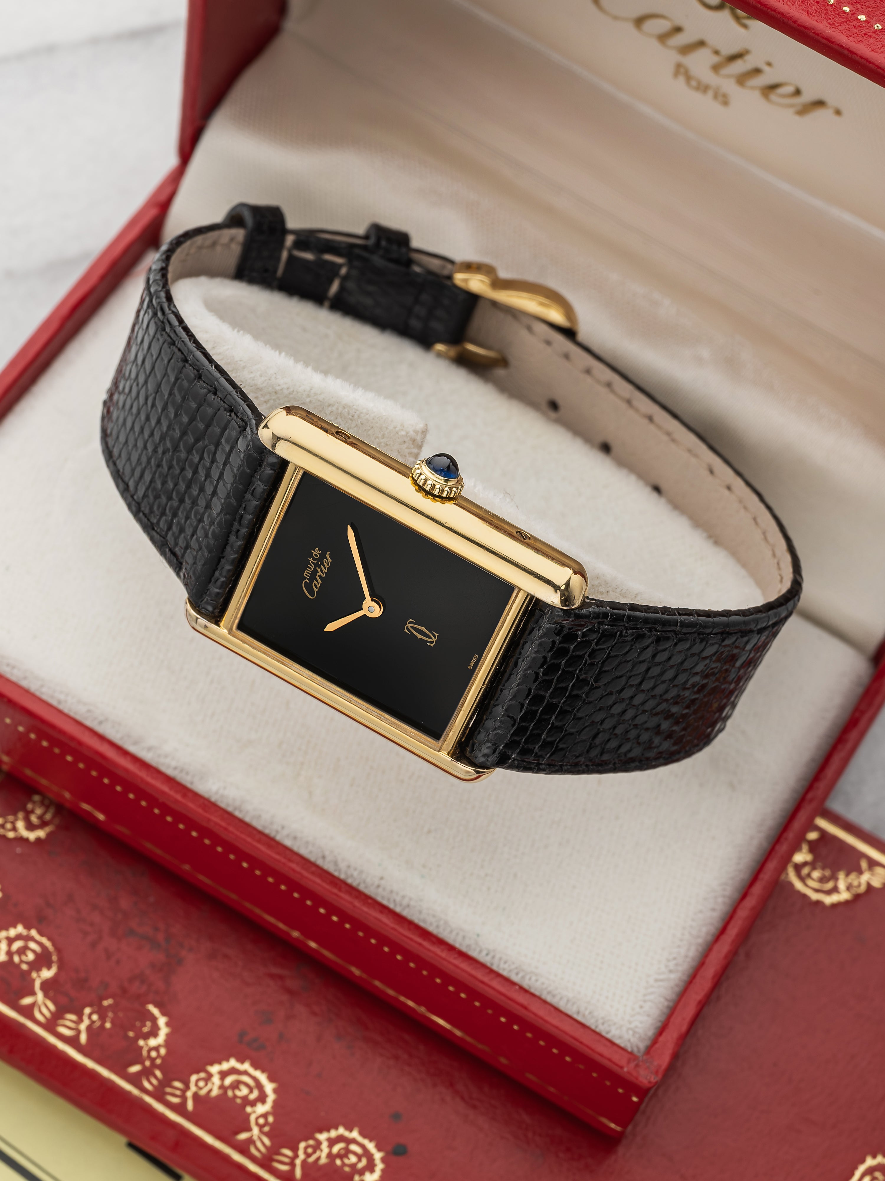 Cartier Must Tank - Gold Vermeil Black Spider Dial