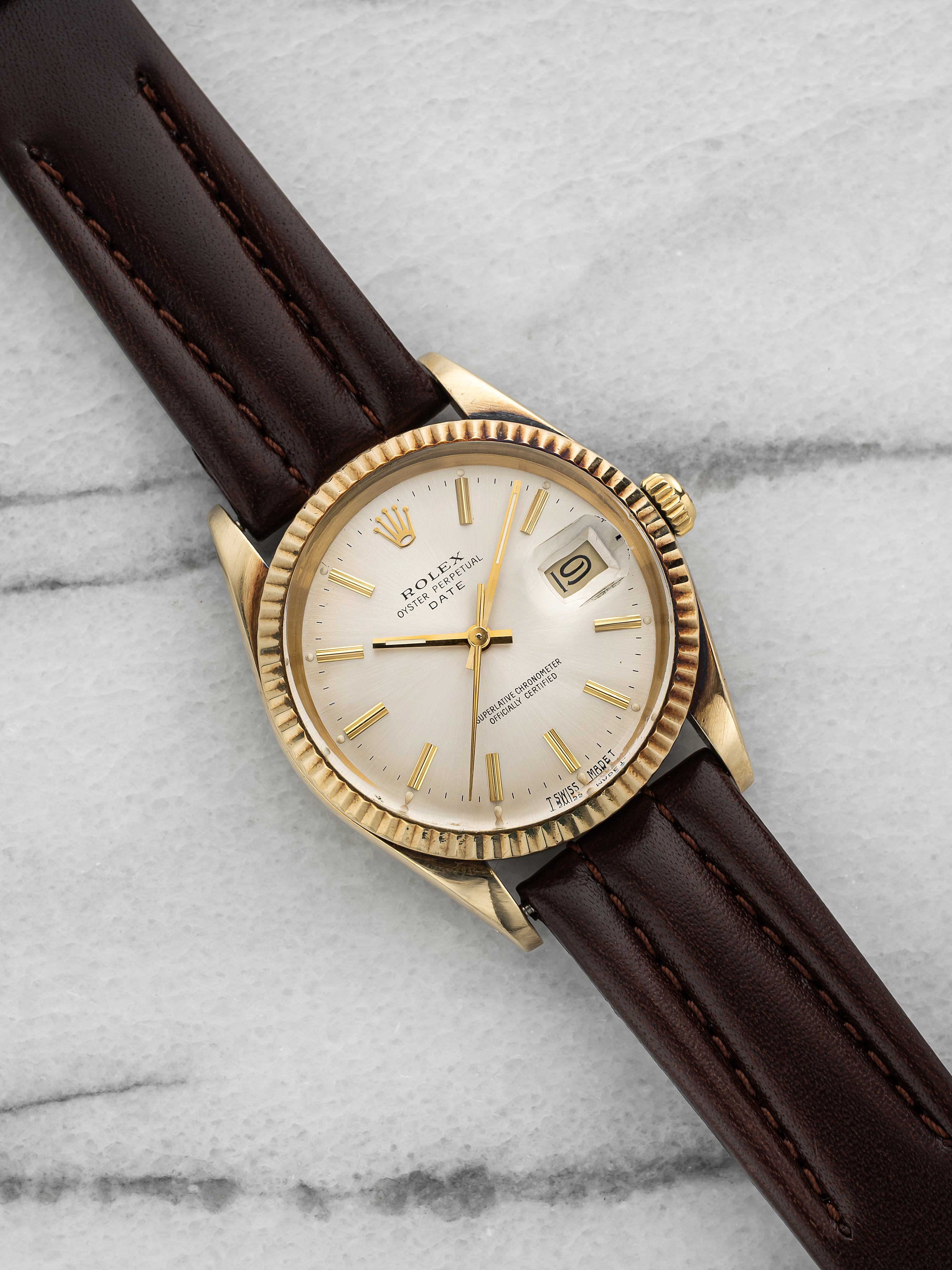 1986 Rolex Oyster Perpetual Date 15037 - 14K Yellow Gold, Champagne Dial