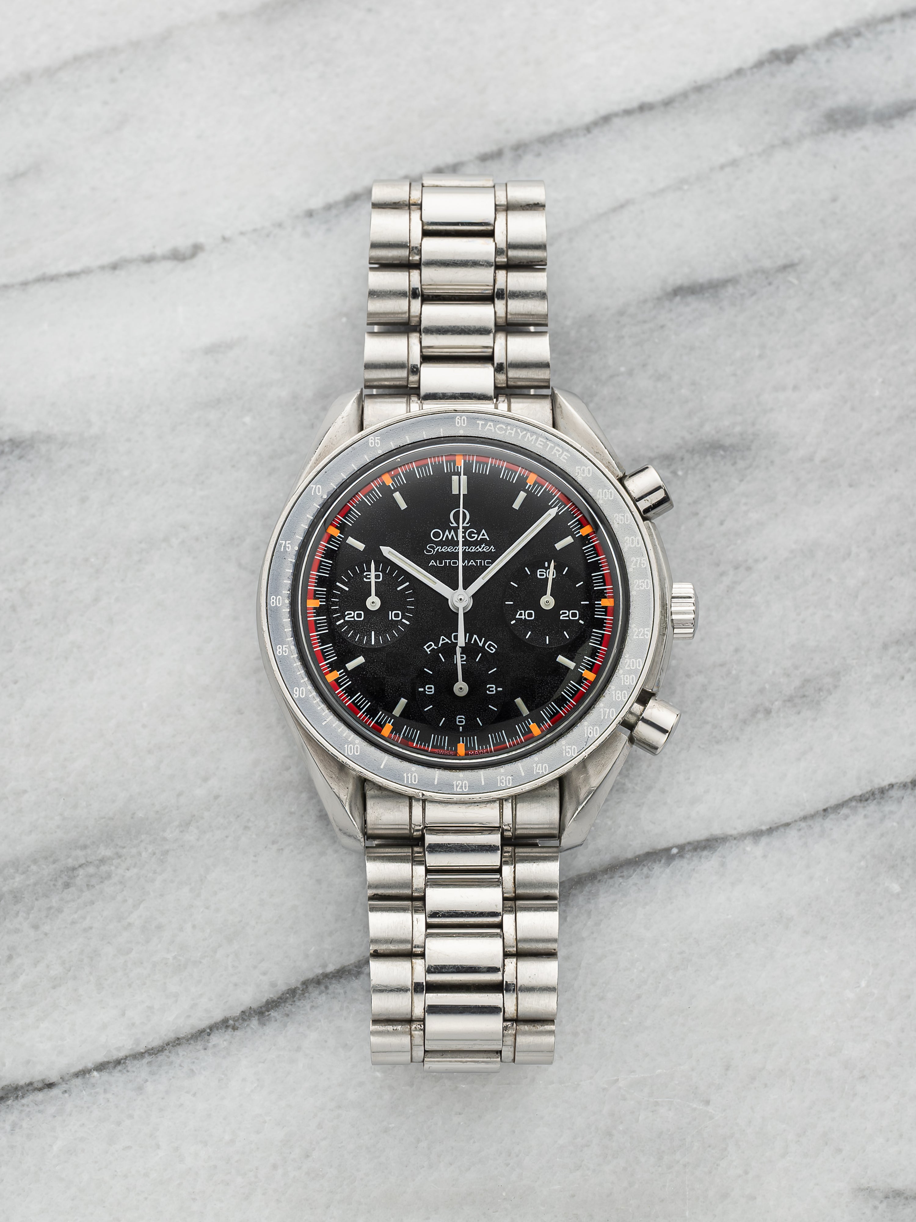 2000 Omega Speedmaster 3518.5 Steel Schumacher Black Racing Dial Auto 39mm