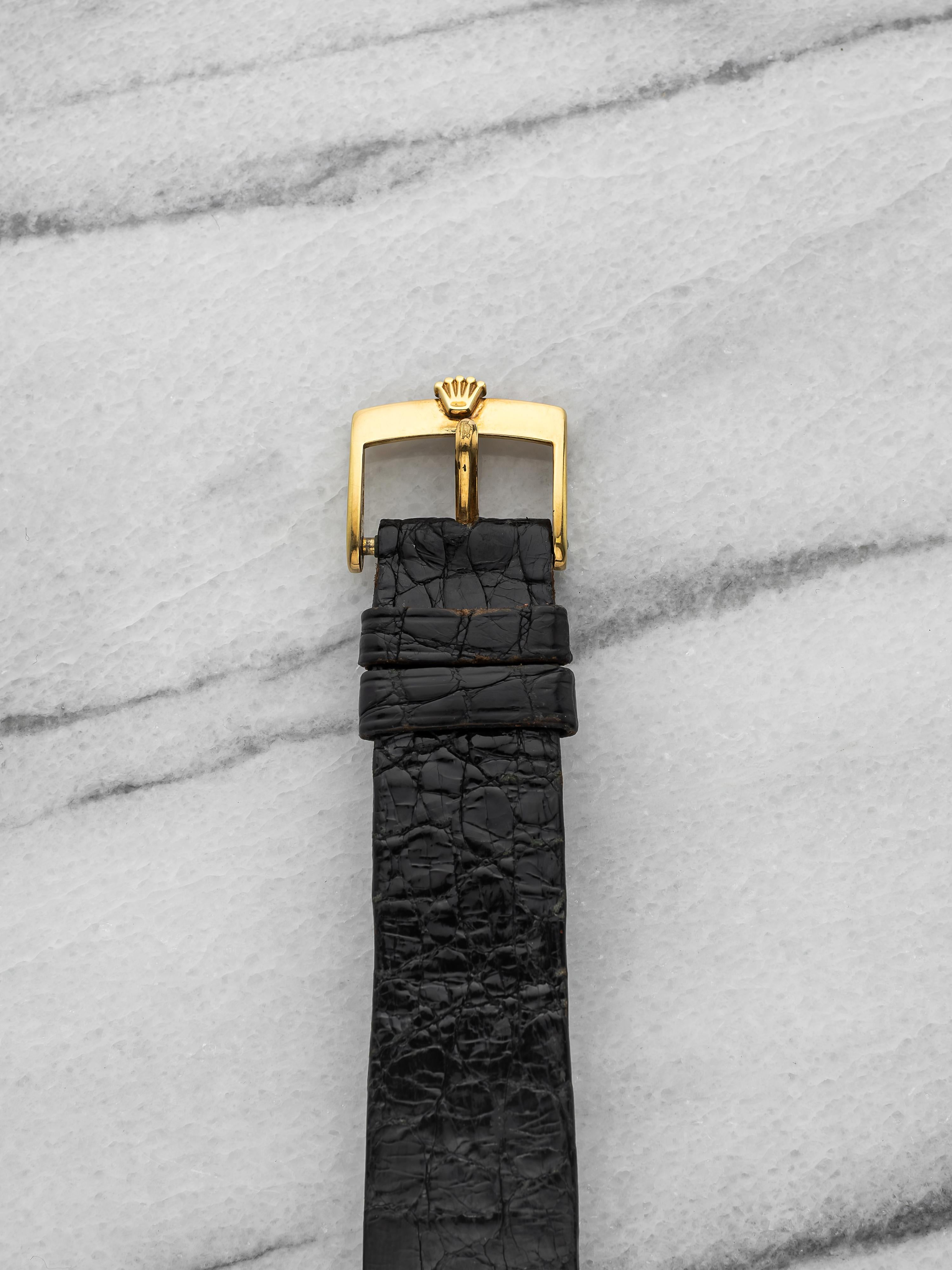 Vintage 1974 Rolex Cellini 4122 18K YG White Roman Dial Manual 23 mm