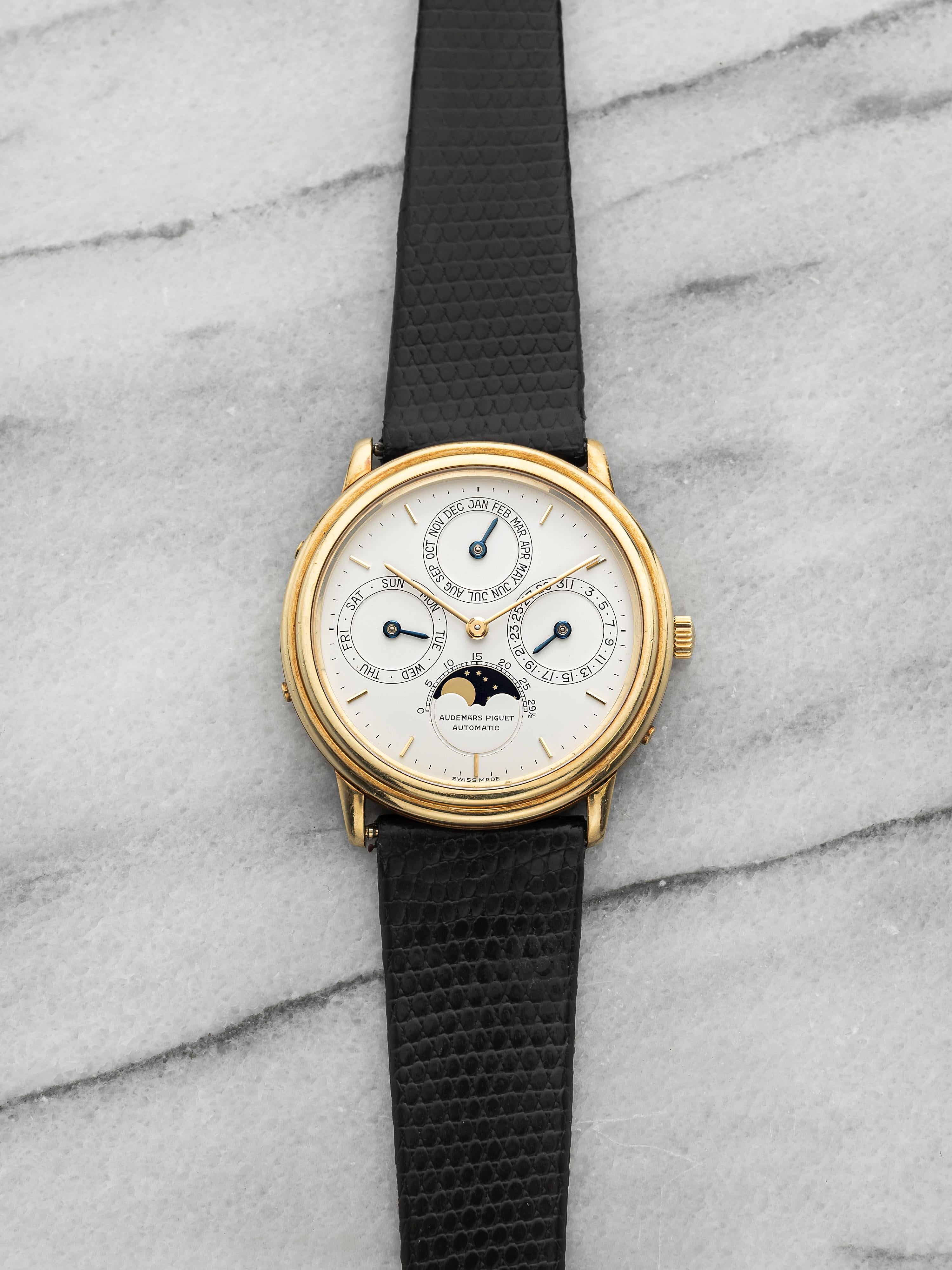 Vintage 1980s Audemars Piguet 25548BA Quantieme Perpetual Cal. 18K YG Auto 36mm