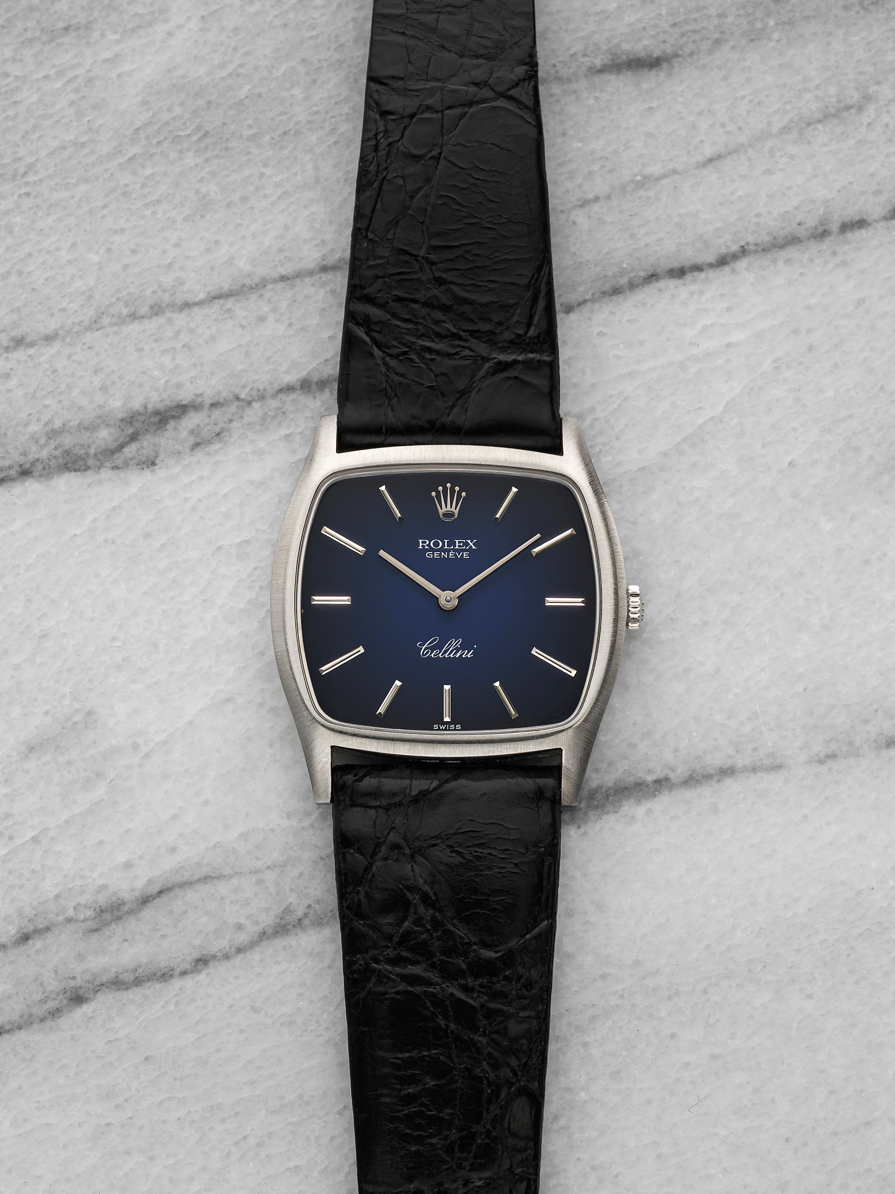 1981 Rolex Cellini 3805 - 18K White Gold, Blue Vignette Dial