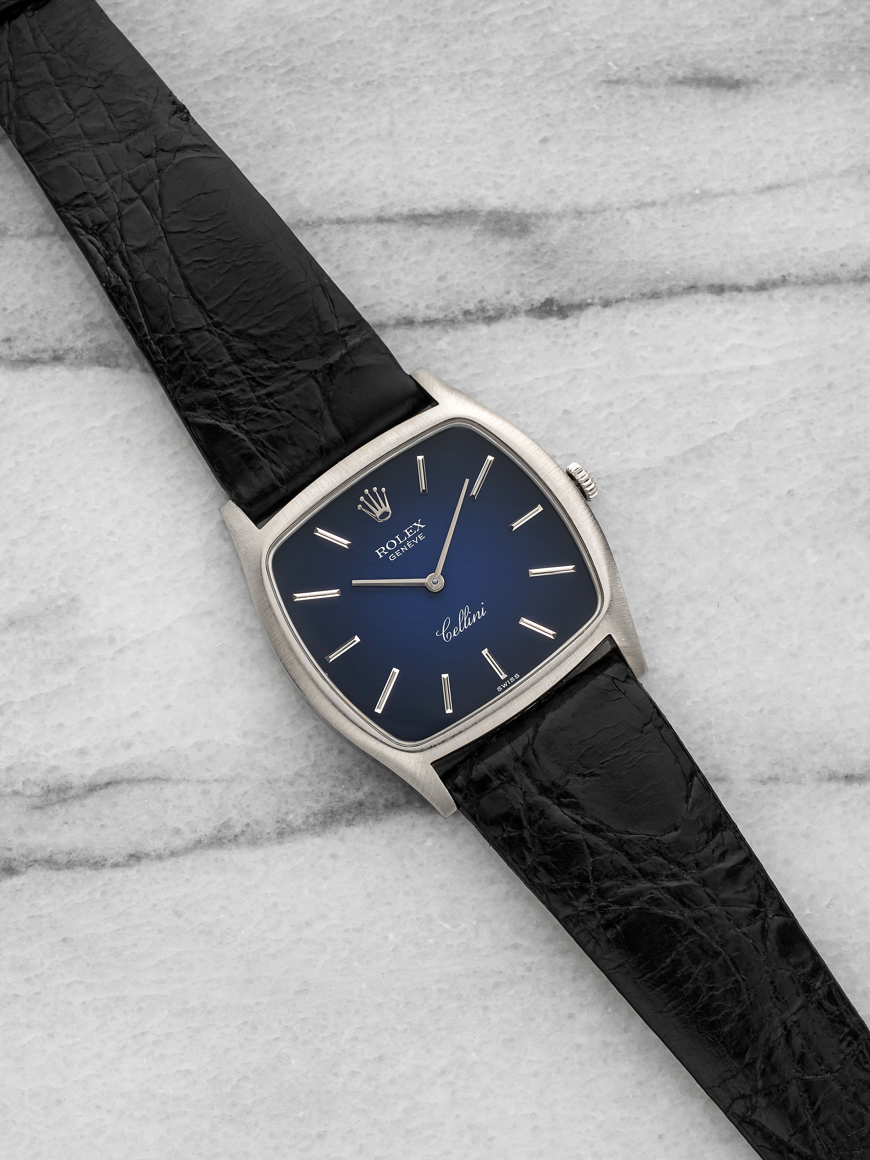 1981 Rolex Cellini 3805 - 18K White Gold, Blue Vignette Dial