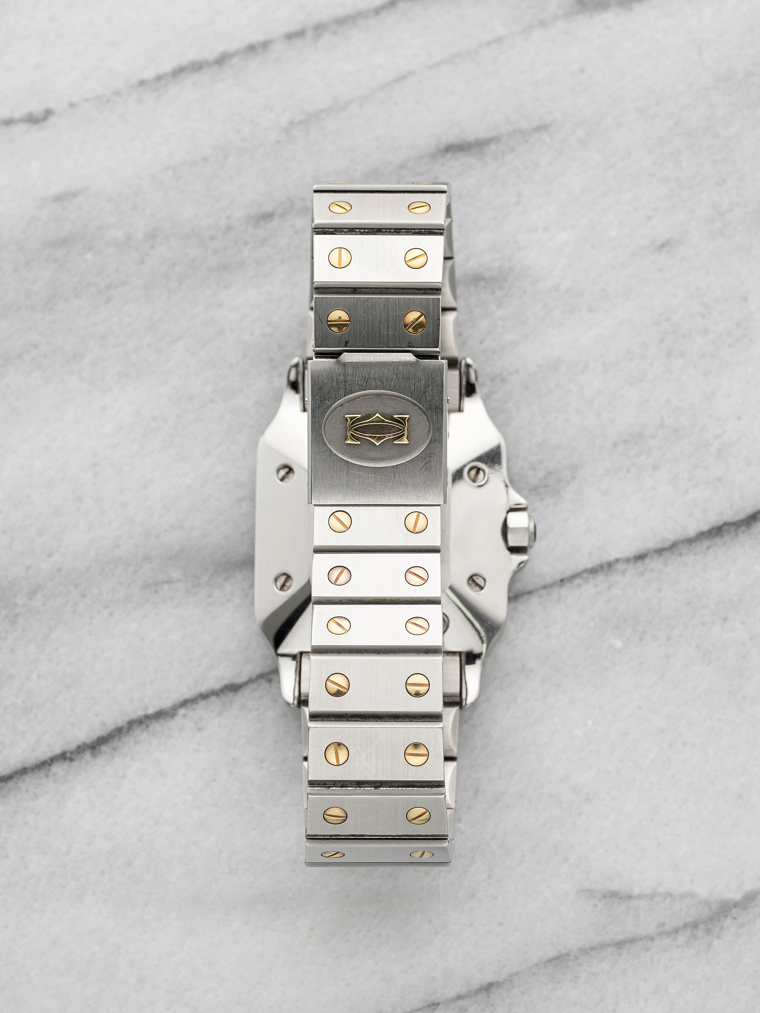 Vintage 1980s Cartier Santos 2961 Two-Tone White Roman Dial Auto 29mm
