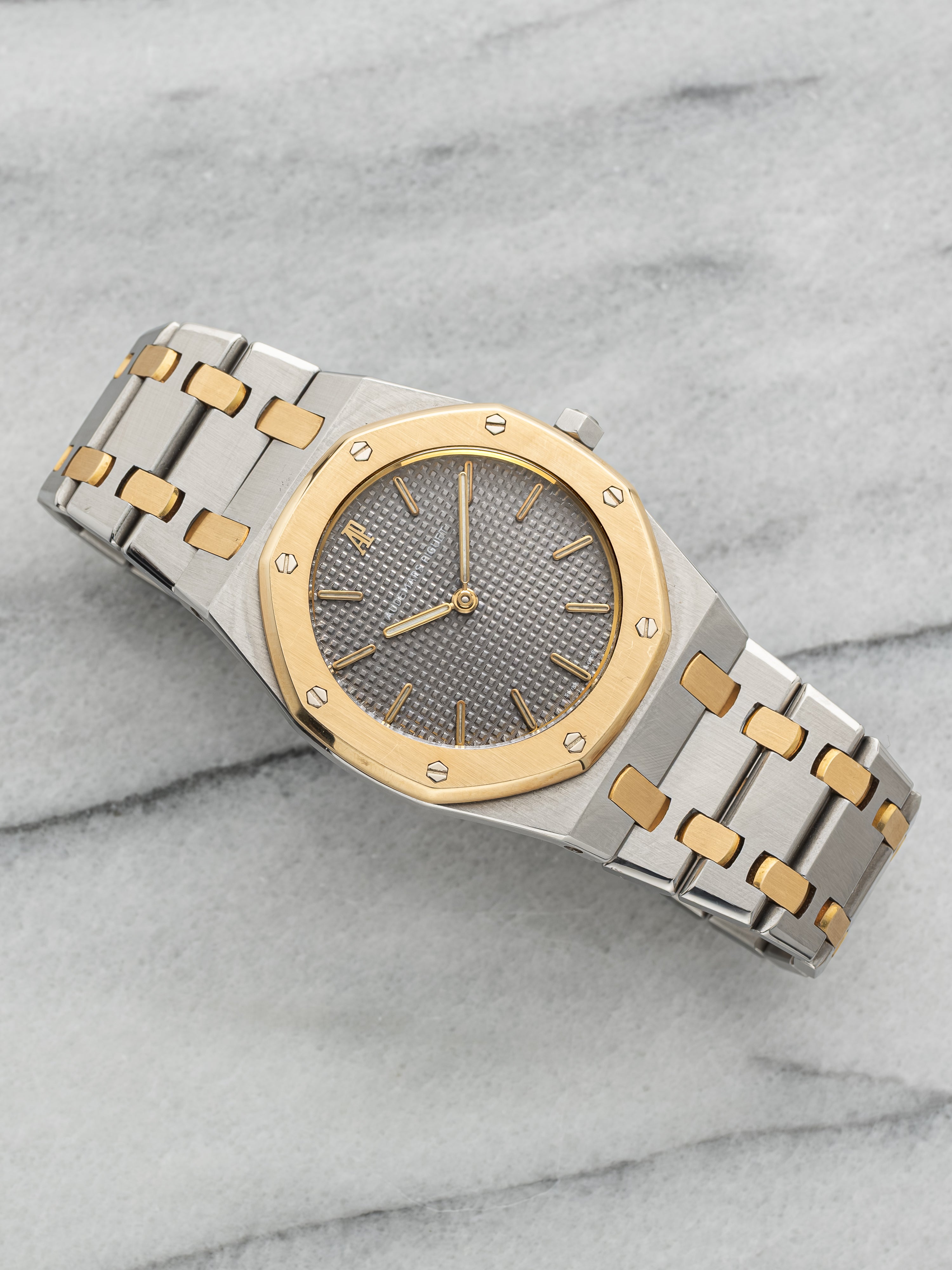 Vintage 1980s Audemars Piguet Royal Oak 56303SA Two Tone Grey Dial Quartz 33mm