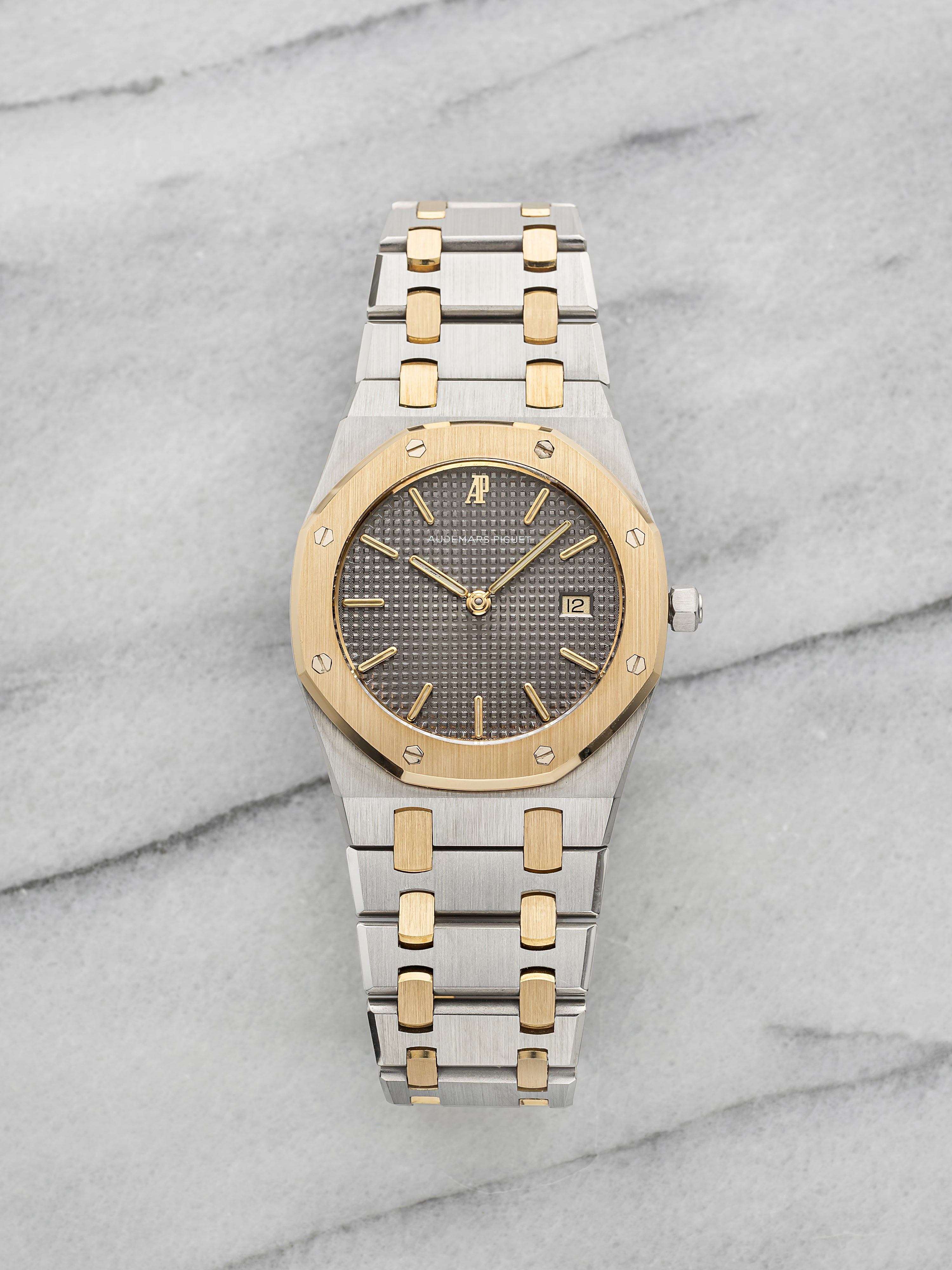 Vintage 1990s Audemars Piguet Royal Oak 56175SA Two-Tone Grey Dial Quartz 33mm