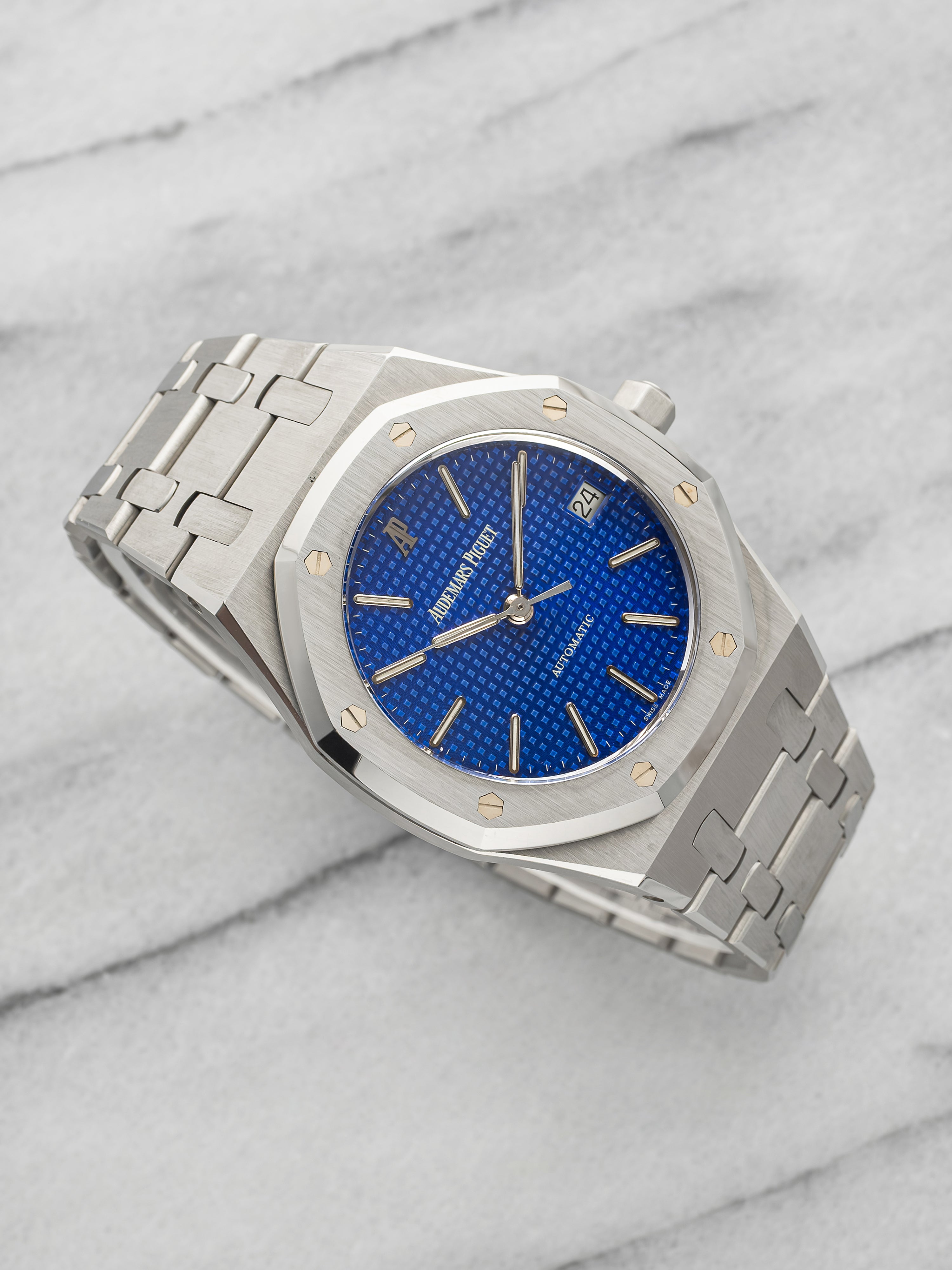 2000s Audemars Piguet Royal Oak 14790ST Steel Blue Tapisserie Dial Auto 36mm