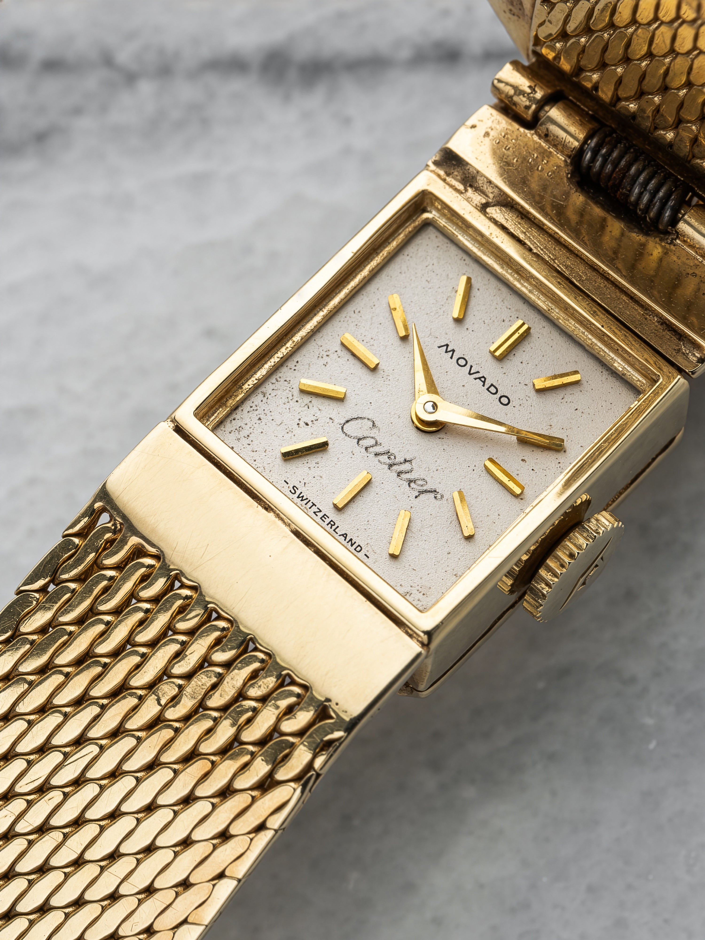 Movado Hidden Face Watch - 14K Yellow Gold, Cartier Double Stamp