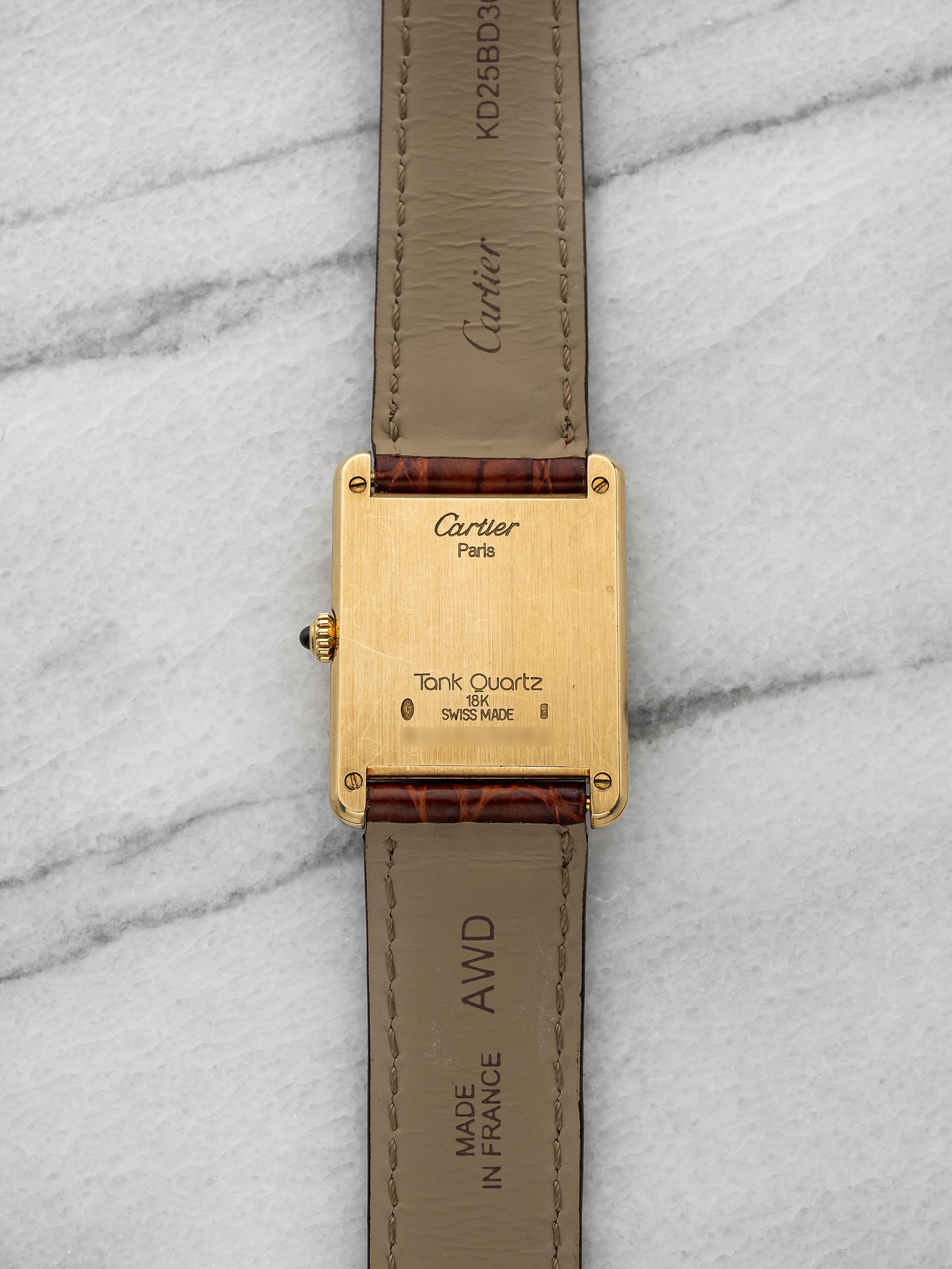 Vintage Cartier Tank Louis 8105 18K YG White Roman Dial Quartz 24 mm