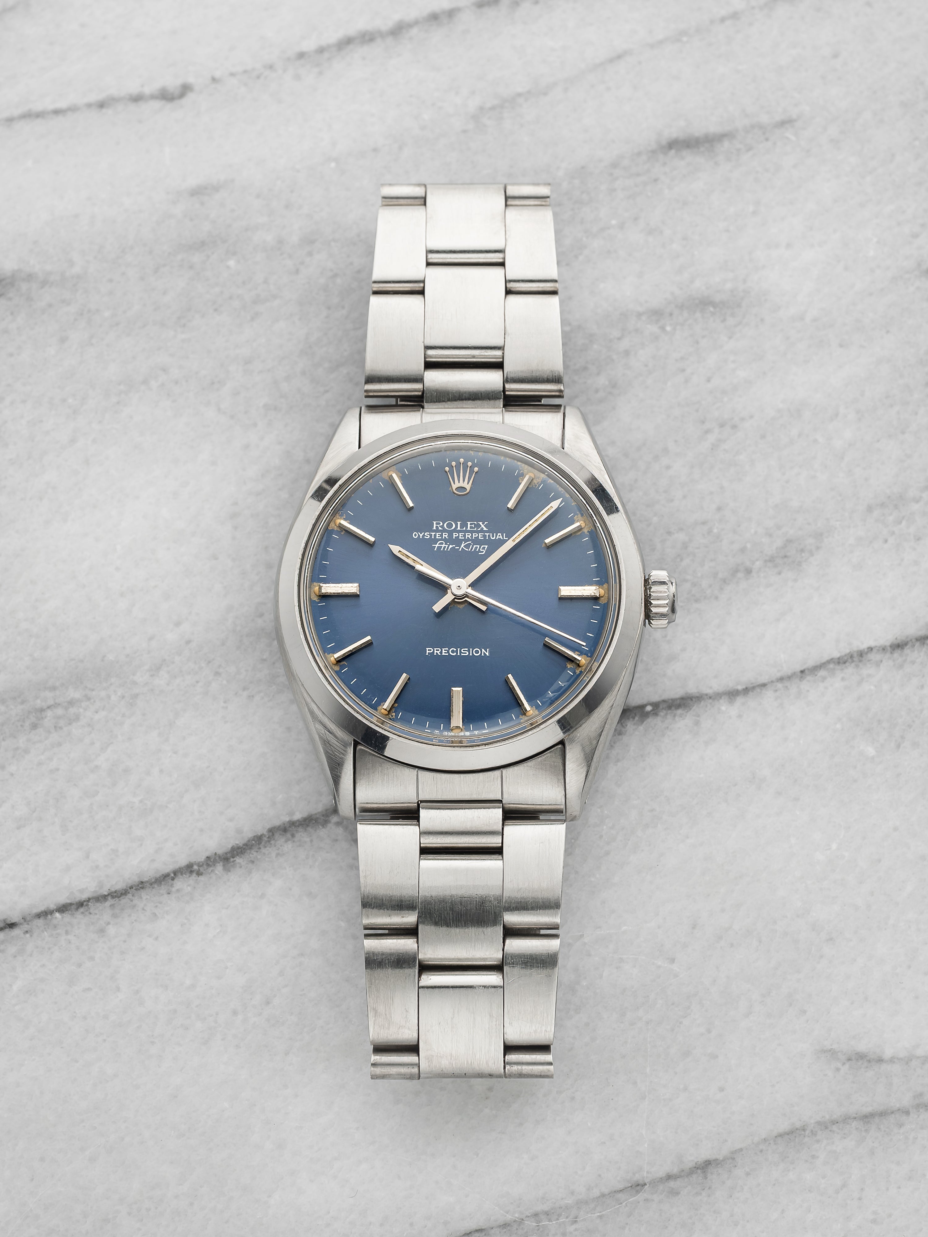 Vintage 1978 Rolex Air-King 5500 Stainless Steel Blue Sunburst Dial Auto 34mm
