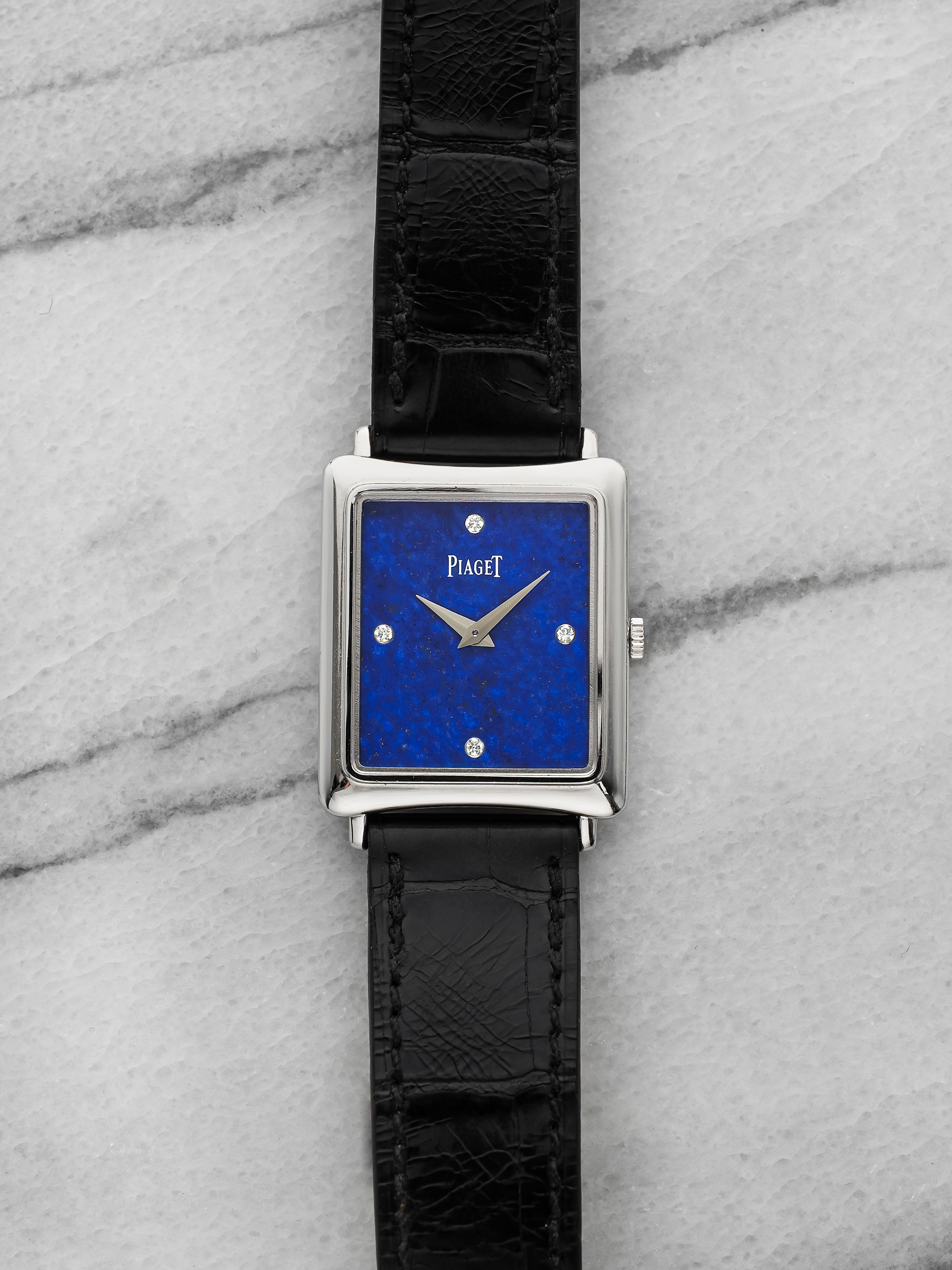 Piaget Tank 9254 - 18K White Gold, Lapis Lazuli Diamond Dial