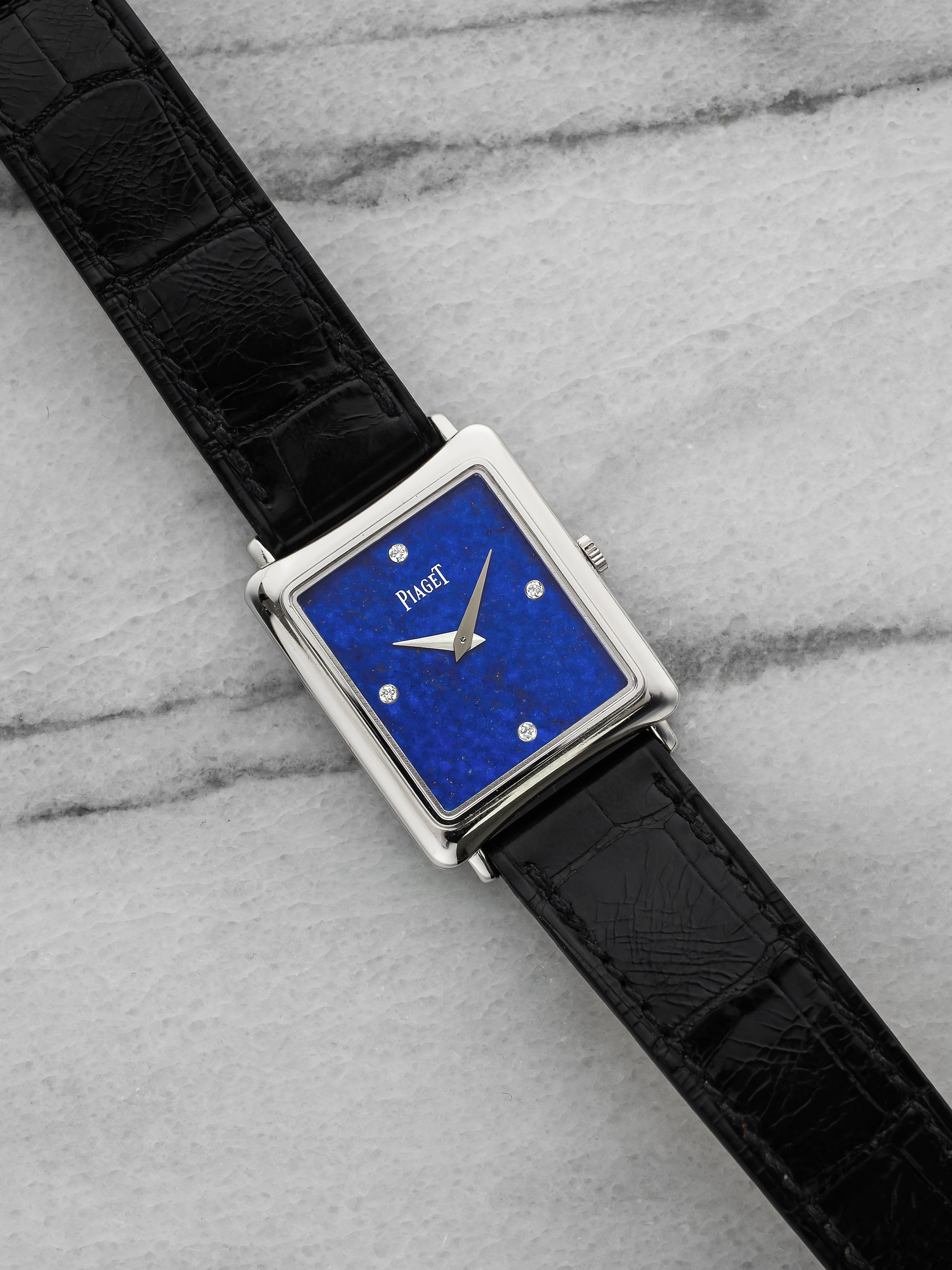 Piaget Tank 9254 - 18K White Gold, Lapis Lazuli Diamond Dial