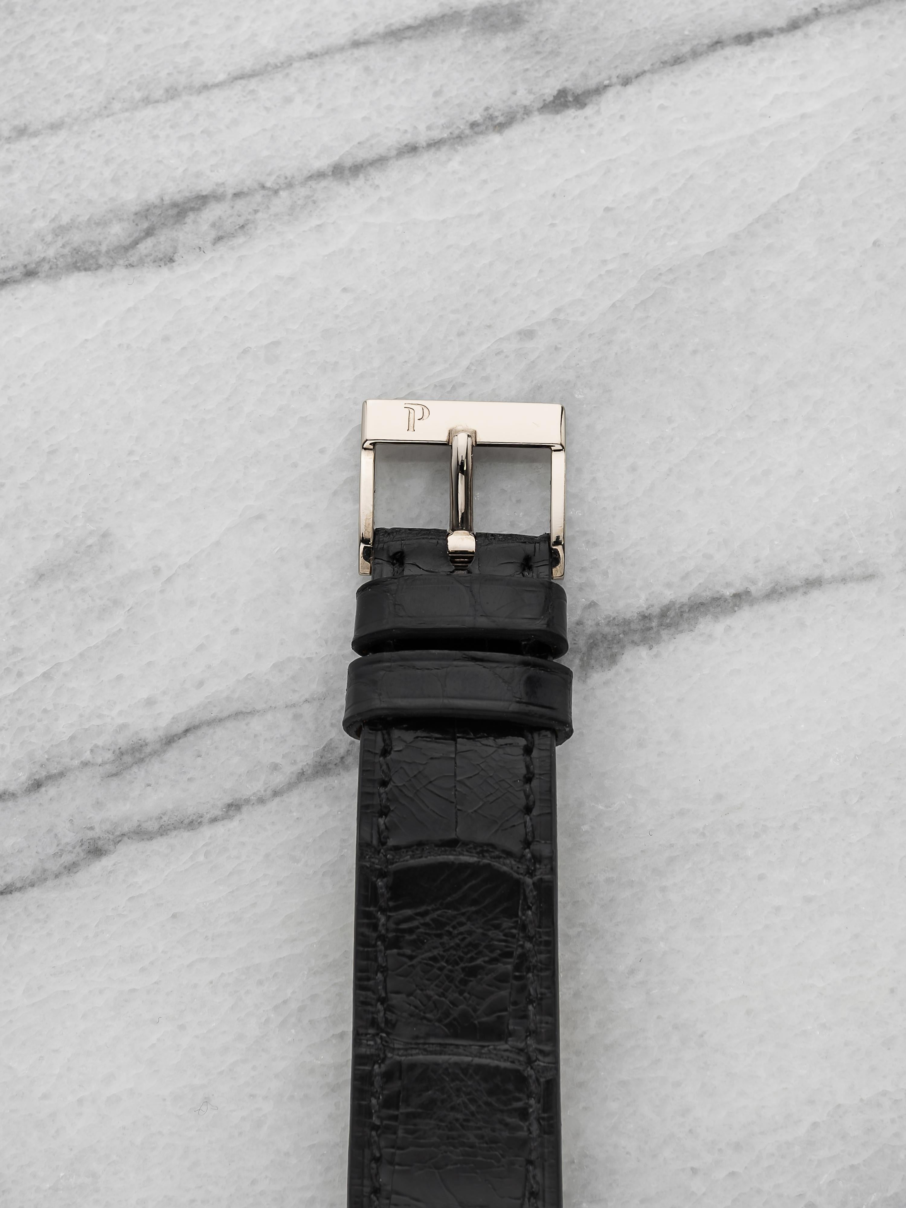 Vintage 1970s Piaget Tank 18K WG 9254 Manual Lapis Lazuli Diamond 24mm
