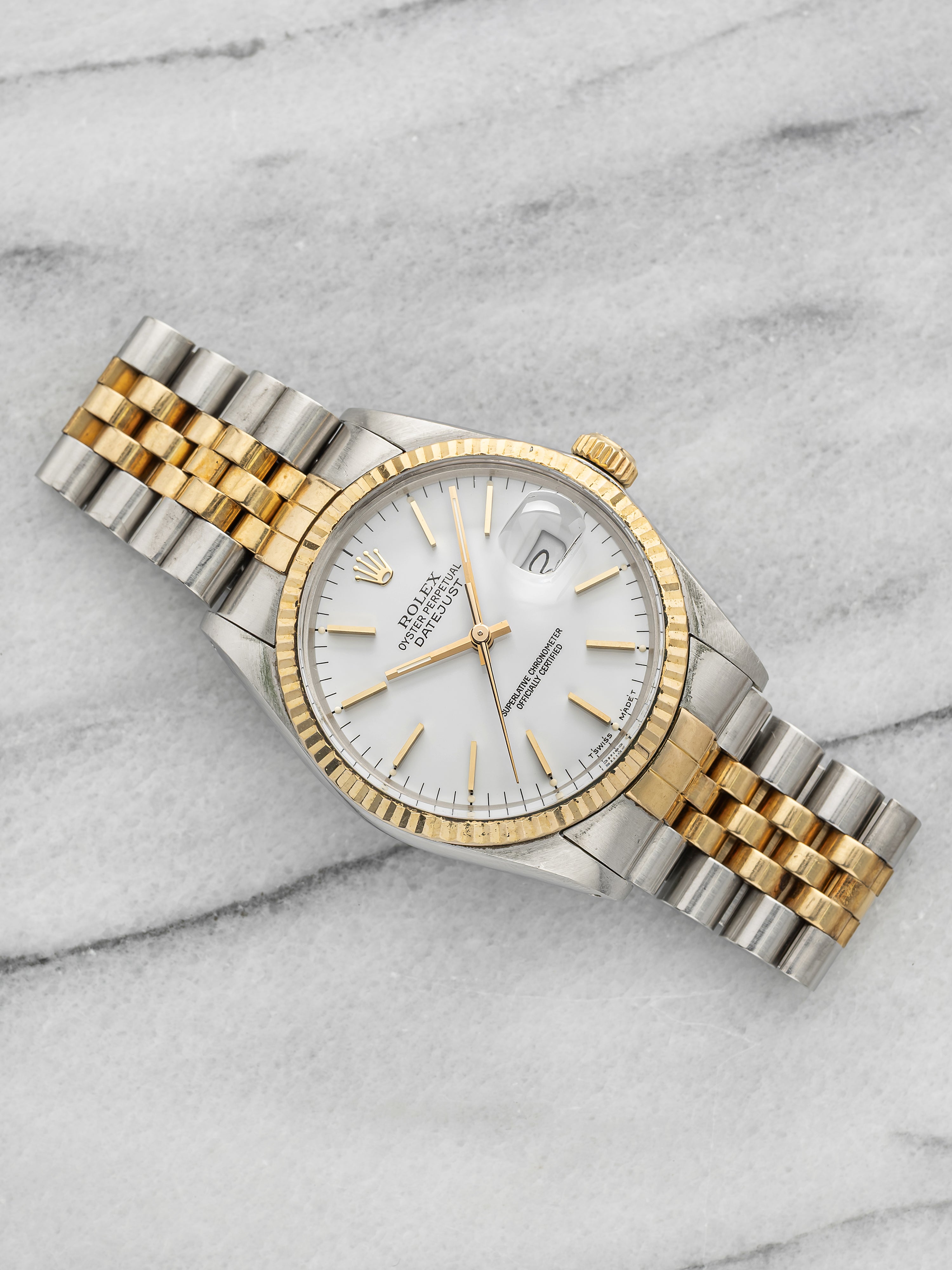 Vintage 1986 Rolex Datejust 16013 Two Tone White Dial Auto 36mm