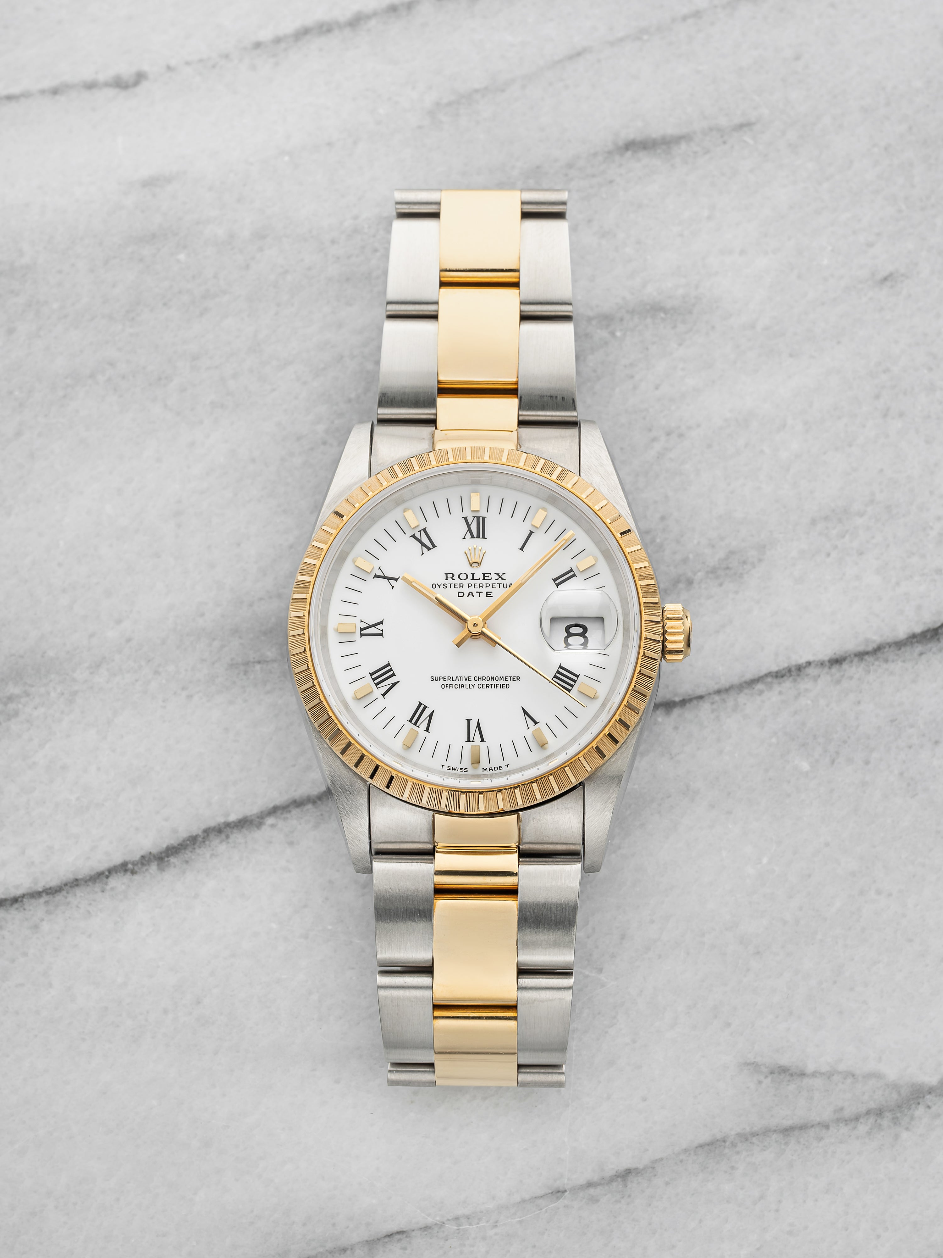 Vintage 1991 Rolex Oyster Perpetual Date 15233 Two-Tone Buckley Dial Auto 34mm