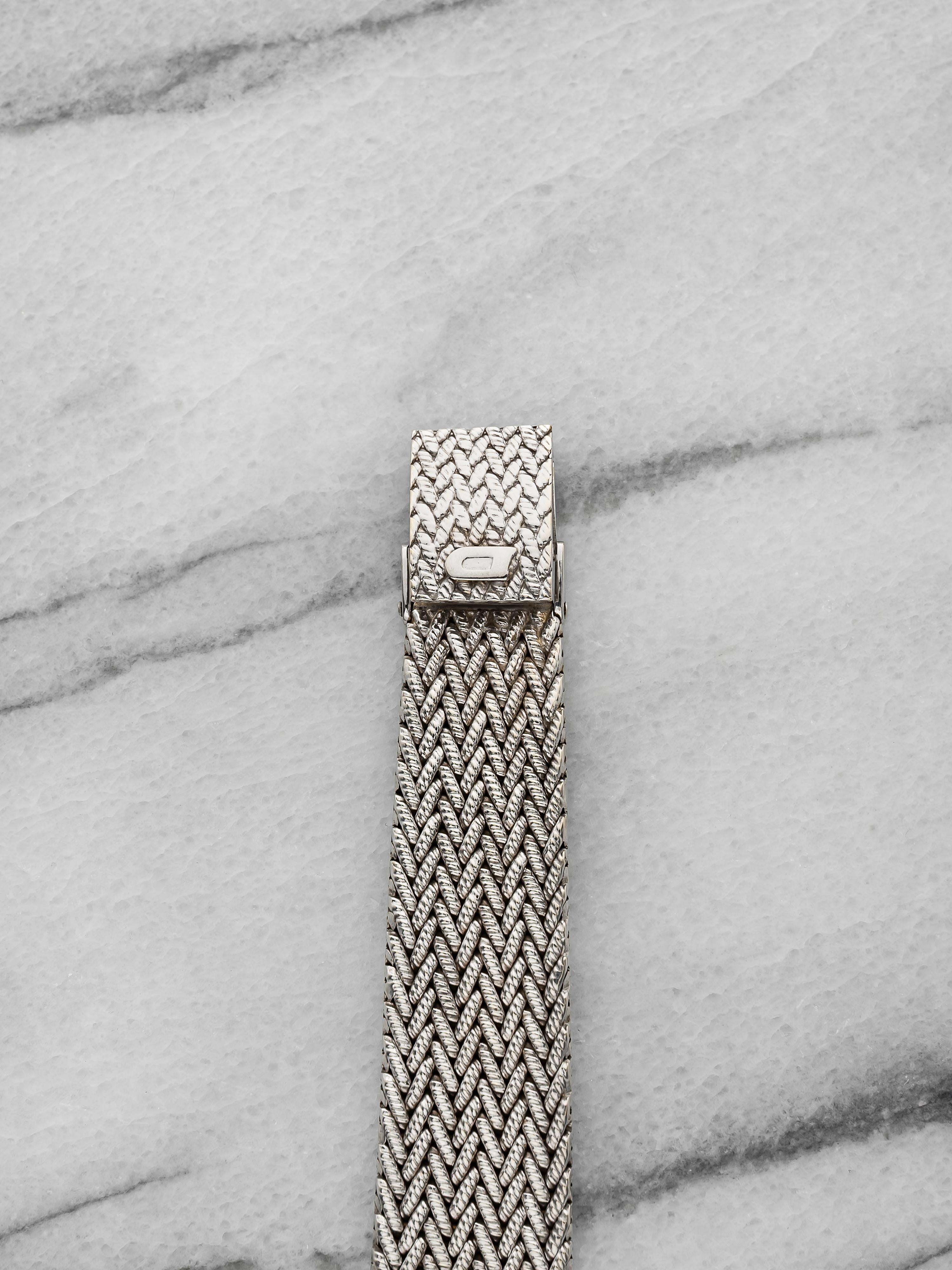 Vintage 1970s DeLaneau 18K WG Manual Onyx & Pave Diamond Dial 33 mm