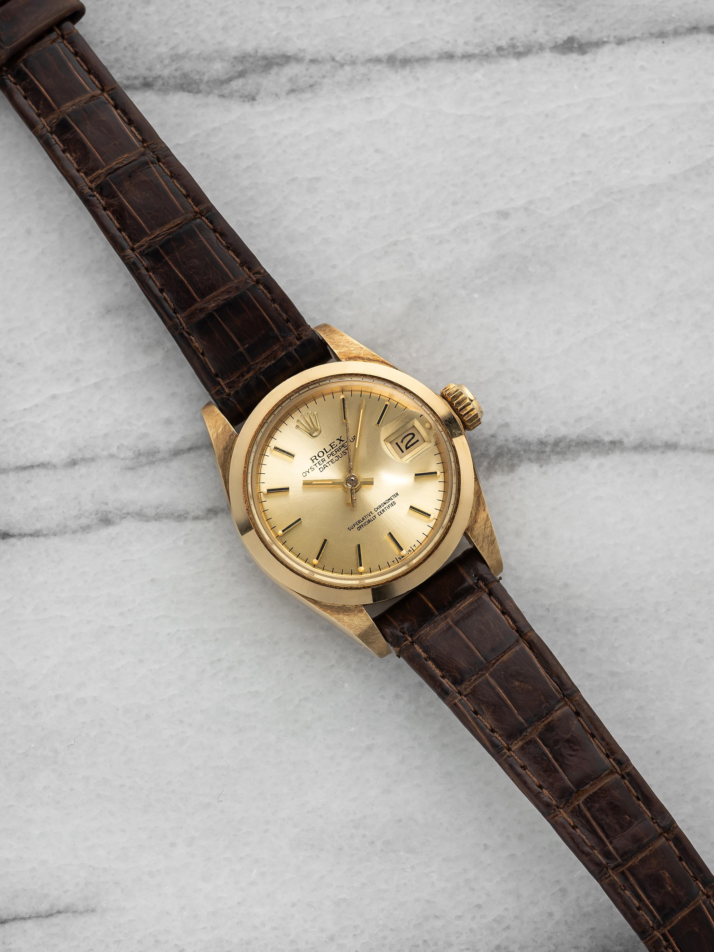 Vintage 1983 Rolex Lady Datejust 18K YG 6916 Auto Champagne Sunburst 26mm