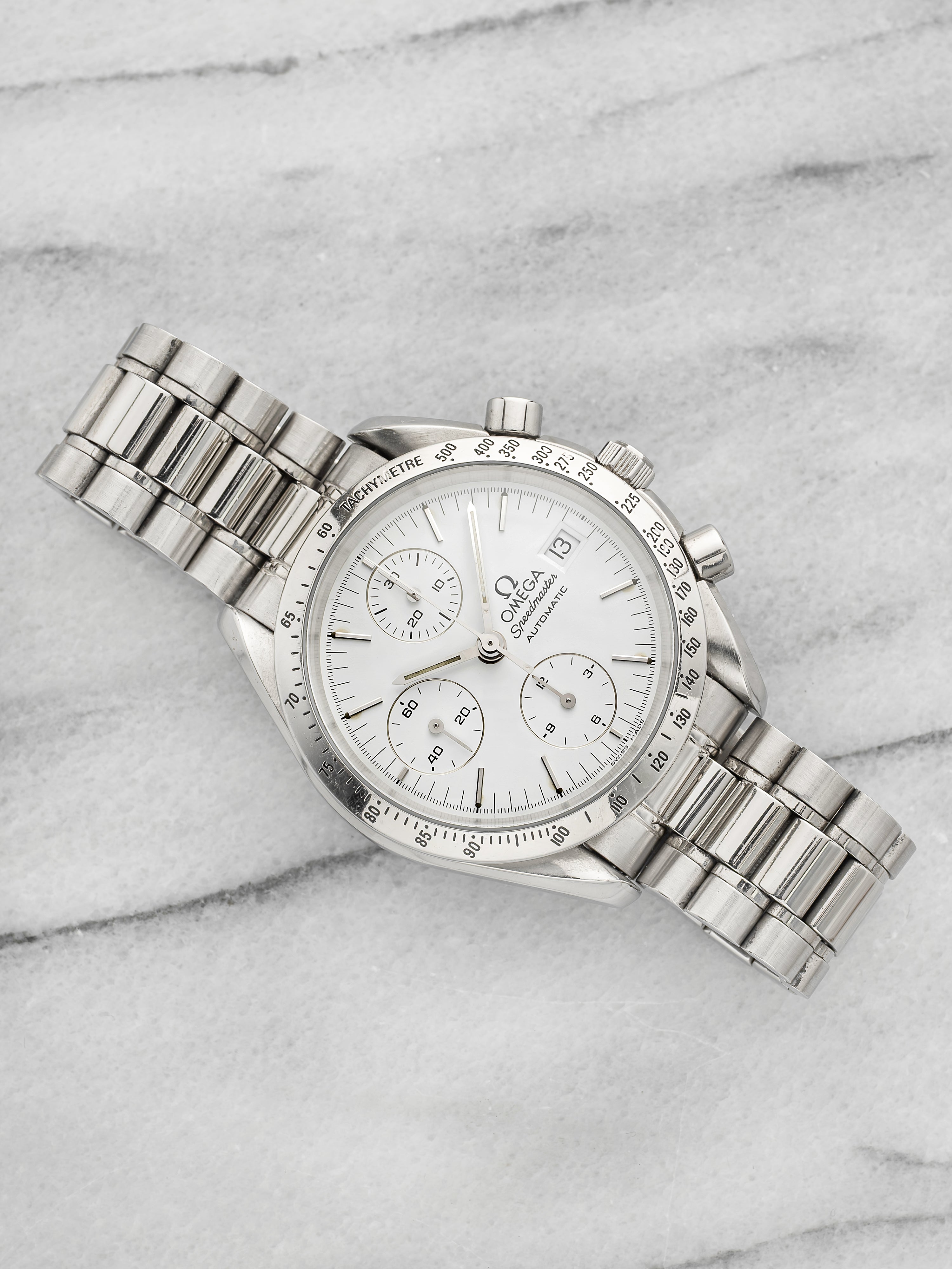 Vintage 1990s Omega Speedmaster 3511.2 Stainless Steel White Dial Auto 39mm