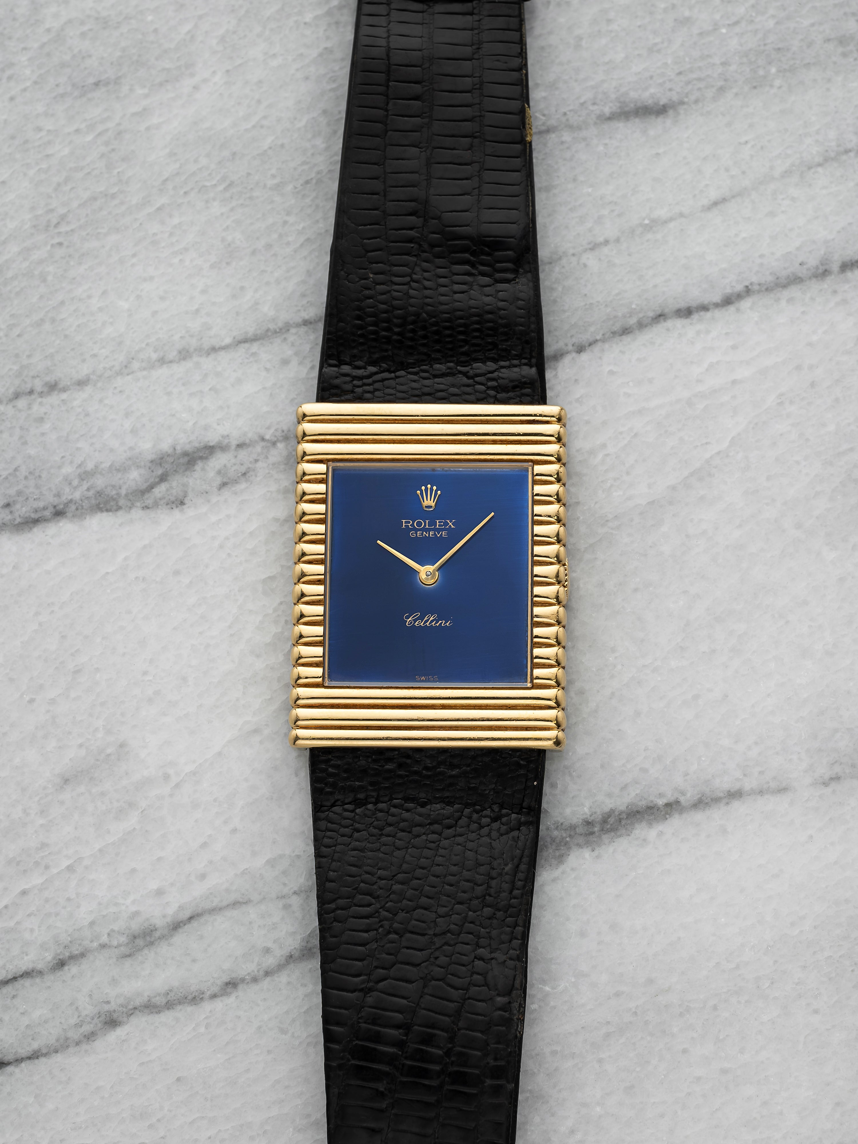 Vintage 1976 Rolex Cellini 4012 18K Yellow Gold Blue Foil Dial Manual 31 mm