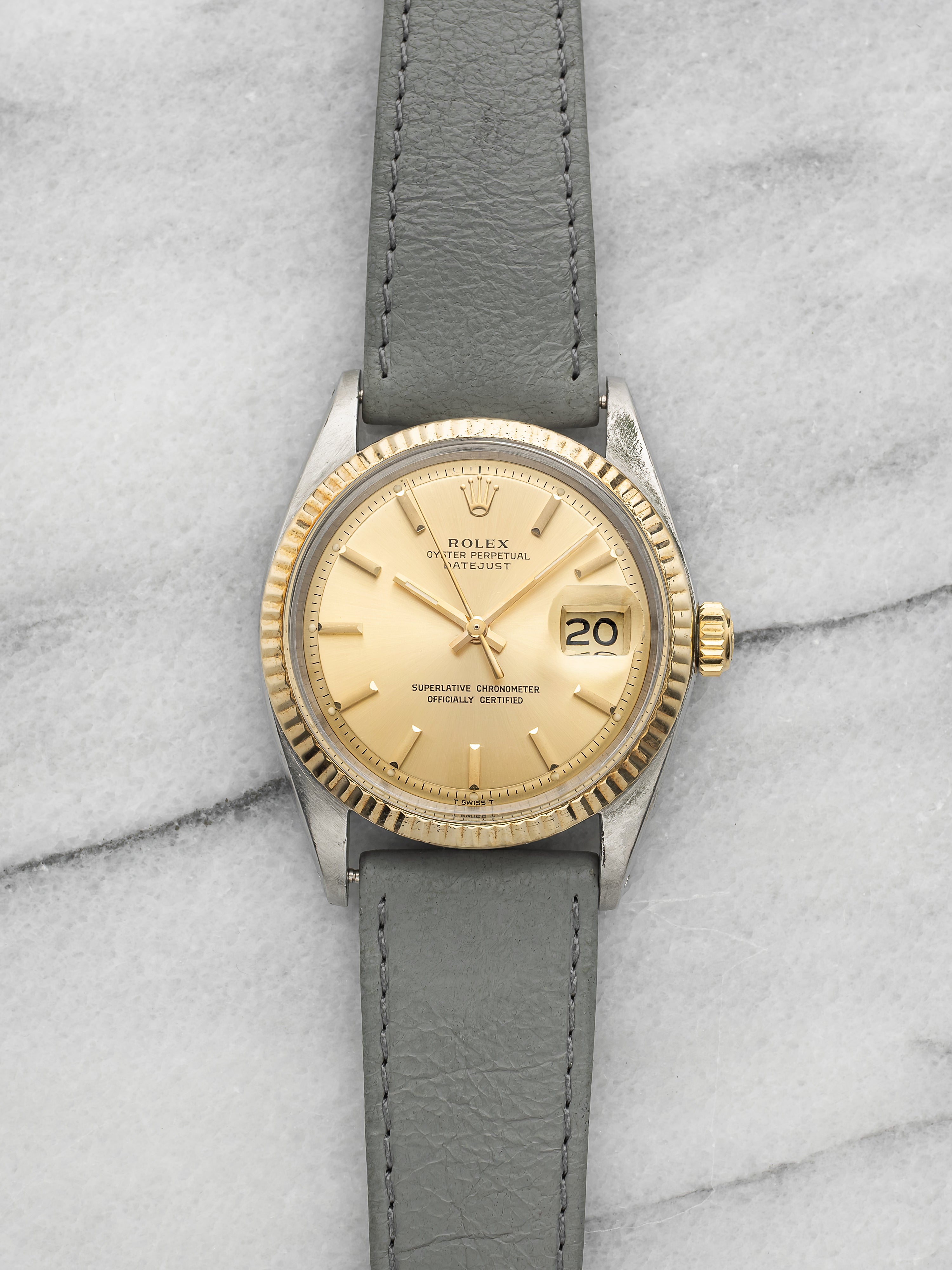 Vintage 1973 Rolex Datejust 1601 Two-Tone Champagne Dial Auto 36mm
