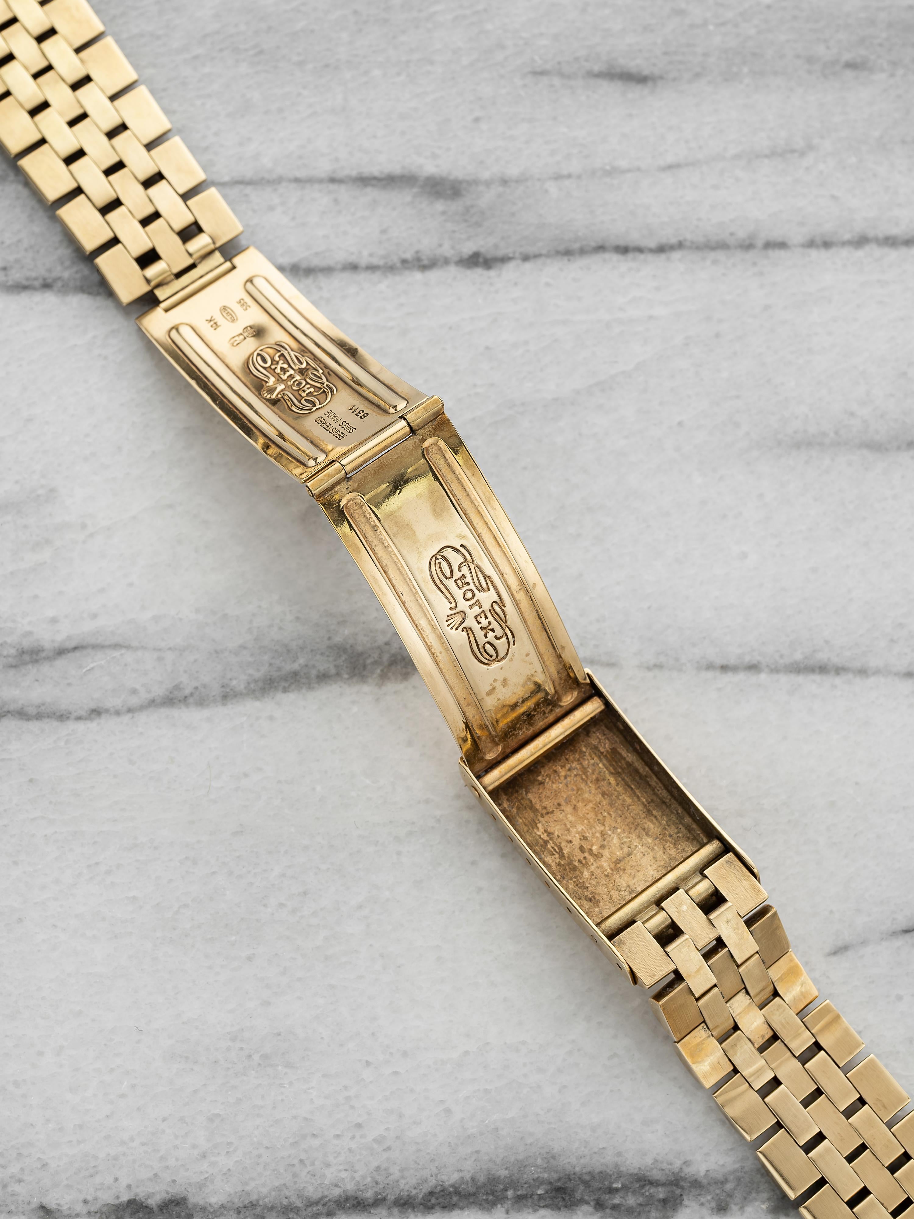 Vintage 1970s Rolex Jubilee 6311 14k Yellow Gold Bracelet 19 mm