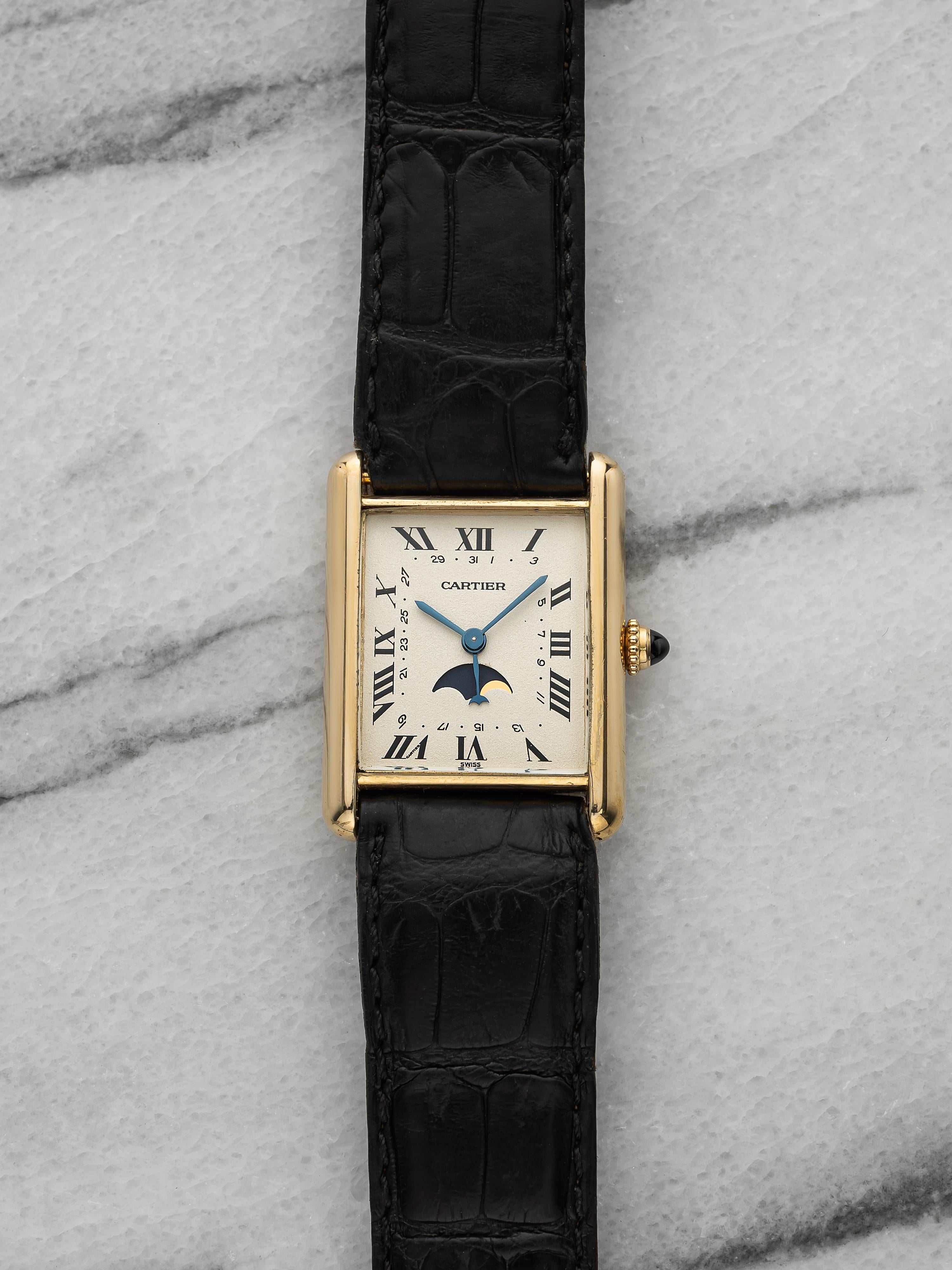 Cartier Tank Quartz Moonphase 8190 - 18K Yellow Gold, White Roman Dial Cartier Tank Quartz Moonphase 8190 - 18K Yellow Gold, White Roman Dial
