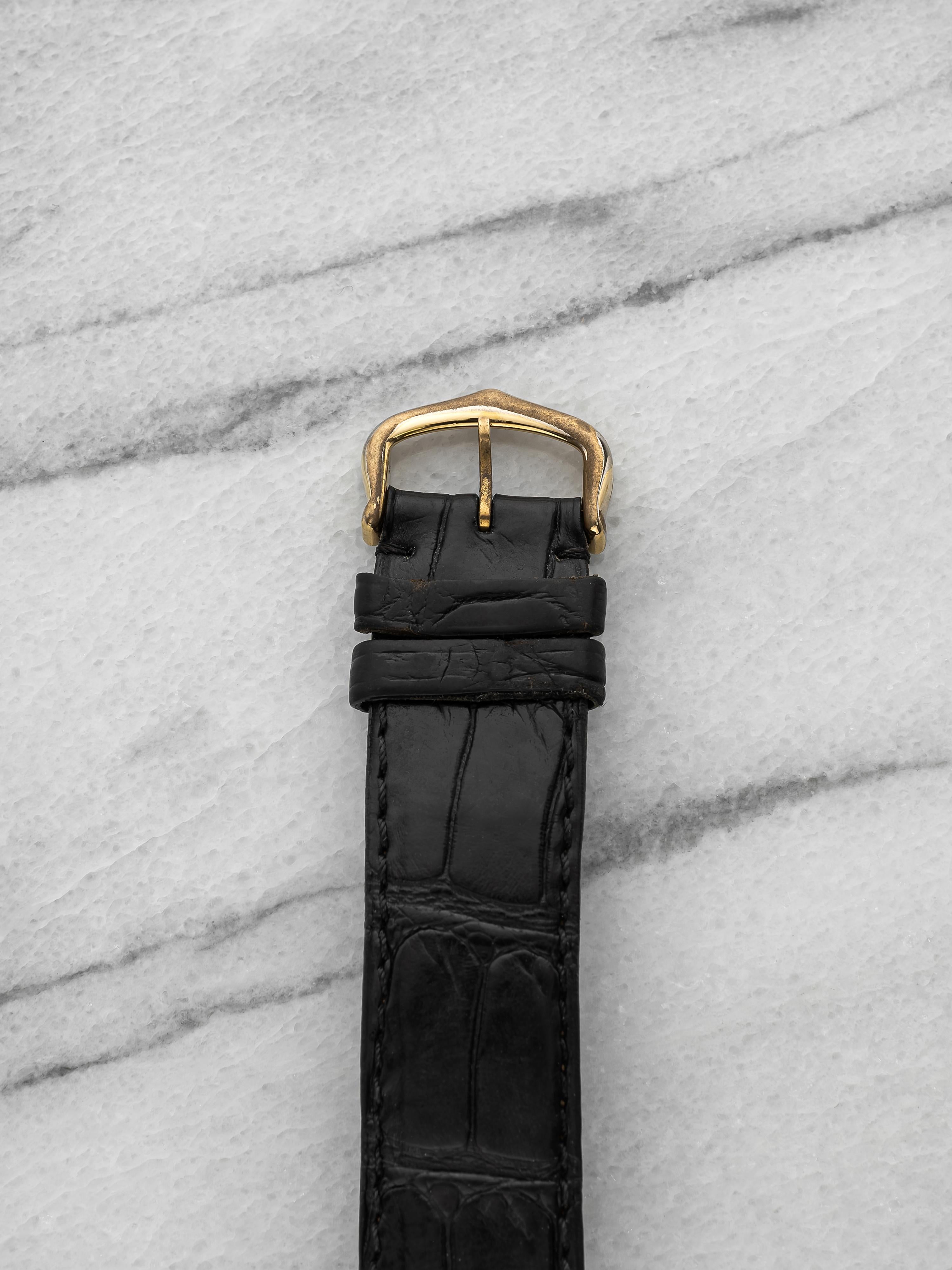 Vintage 1990s Cartier Tank Moonphase 8190 18K YG White Roman Dial Quartz 23 mm