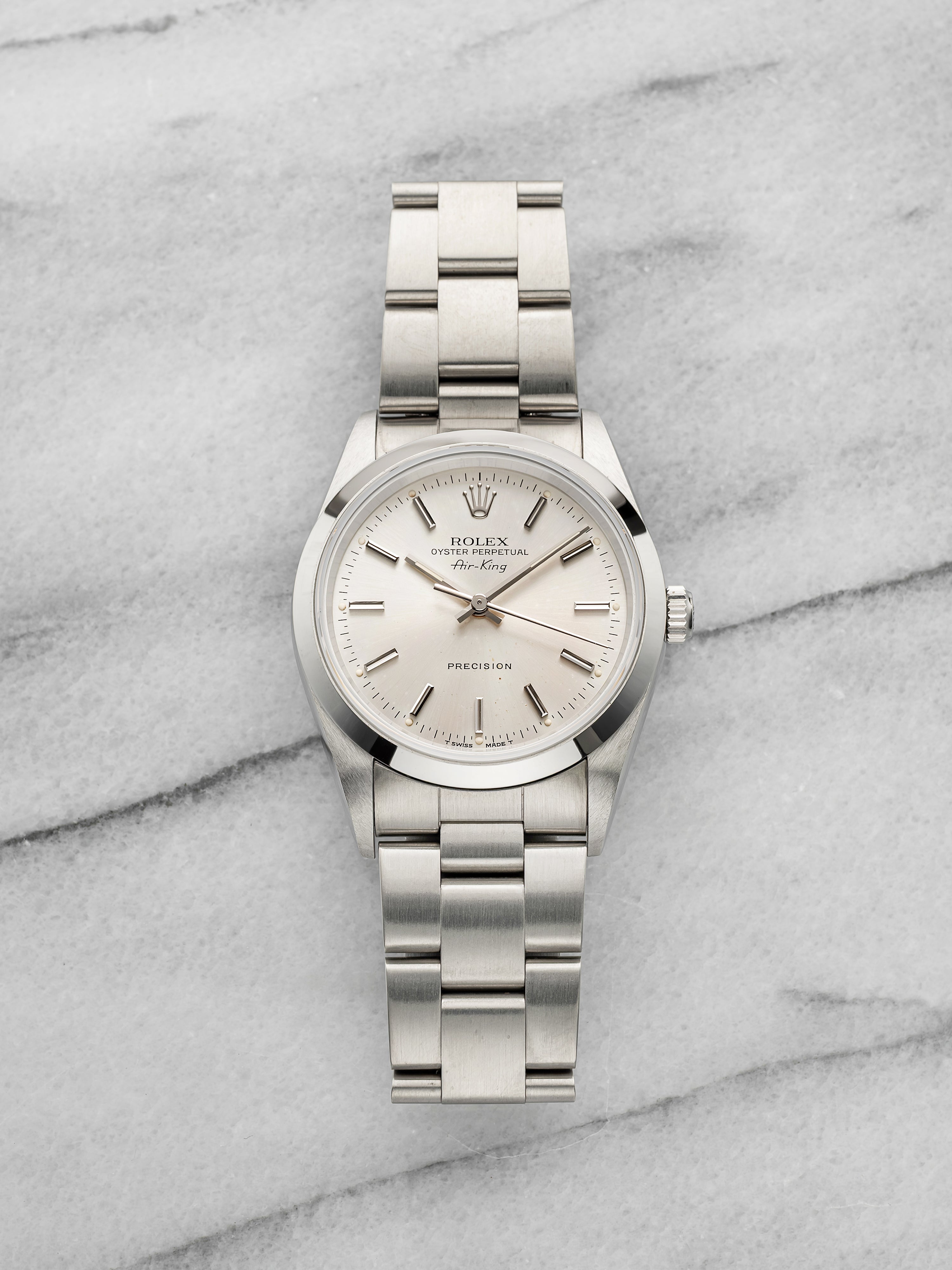 Vintage 1996 Rolex Air-King 14000 Stainless Steel Silver Dial Automatic 34mm