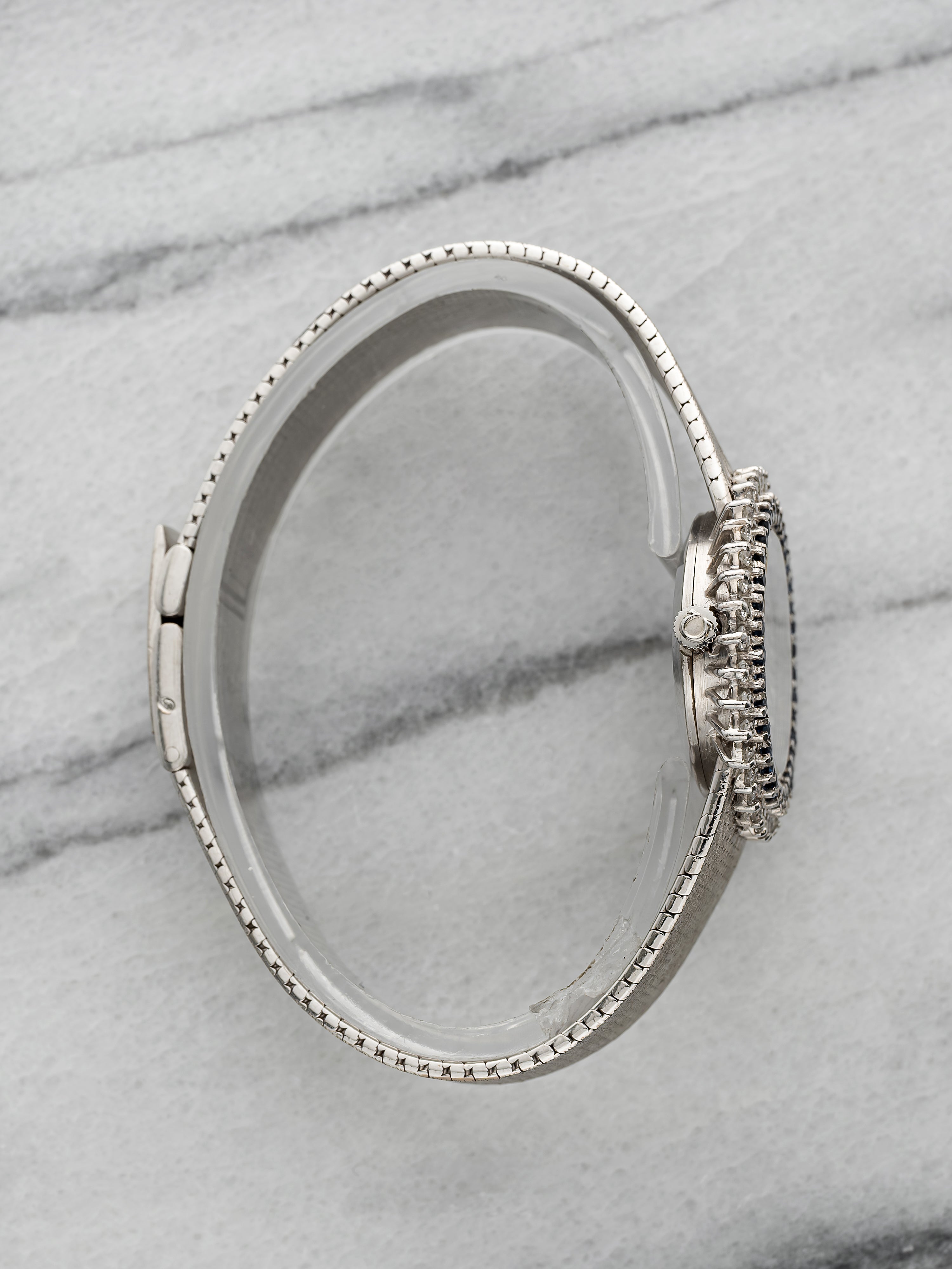 Omega De Ville 8340 - 18K White Gold, Pave Diamond Dial, Sapphire Bezel